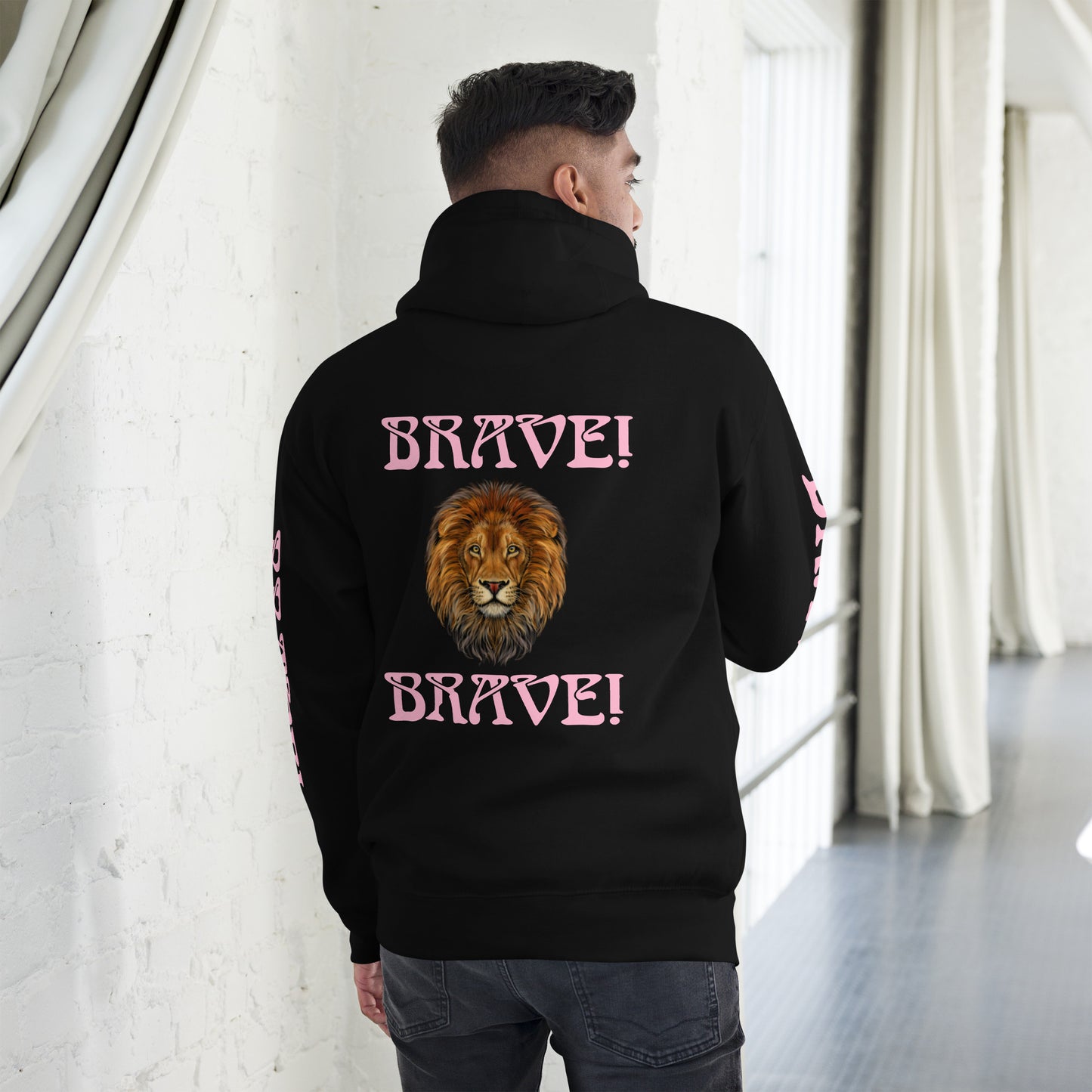 “BRAVE”Unisex Hoodie W/Double Cotton Candy Font