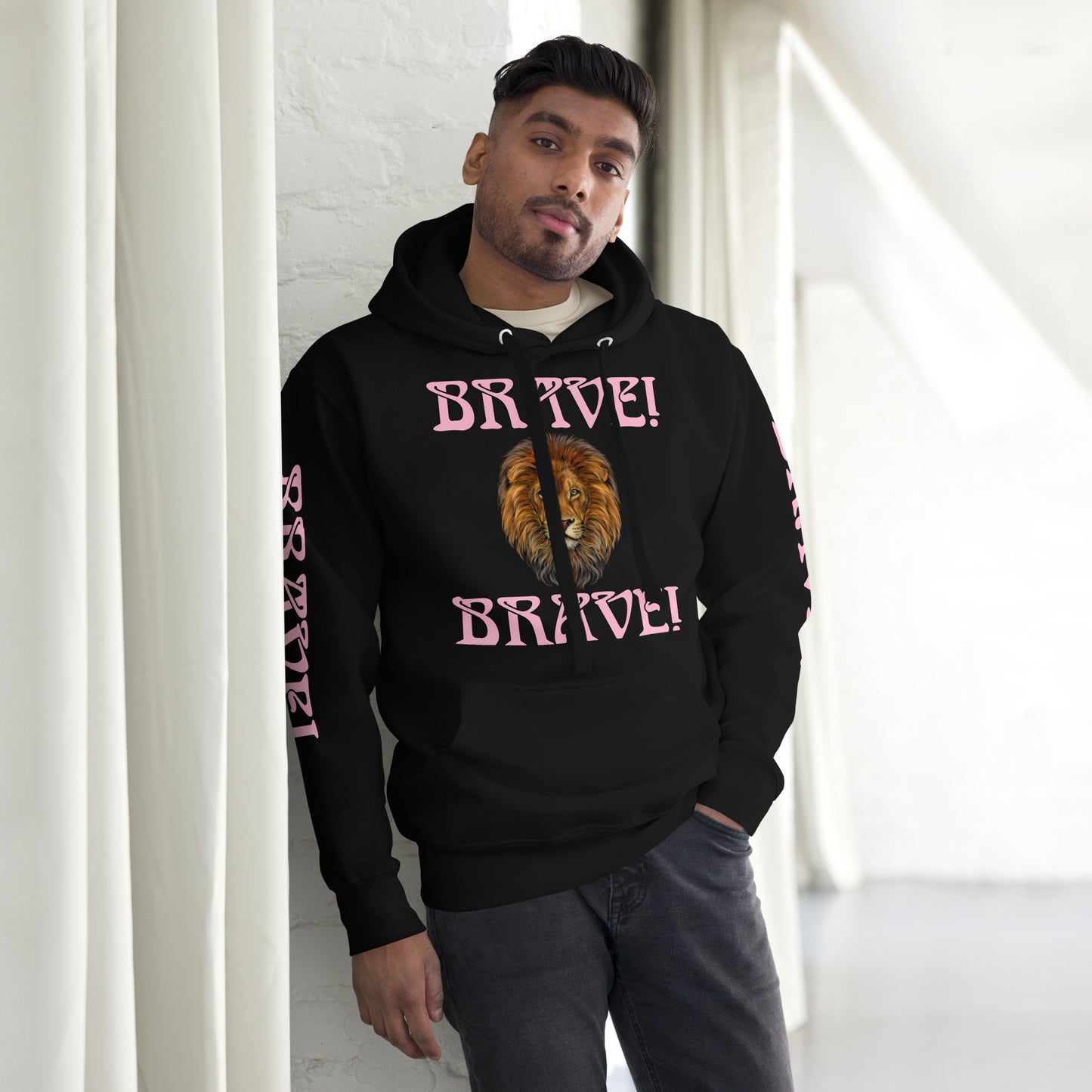 “BRAVE”Unisex Hoodie W/Double Cotton Candy Font