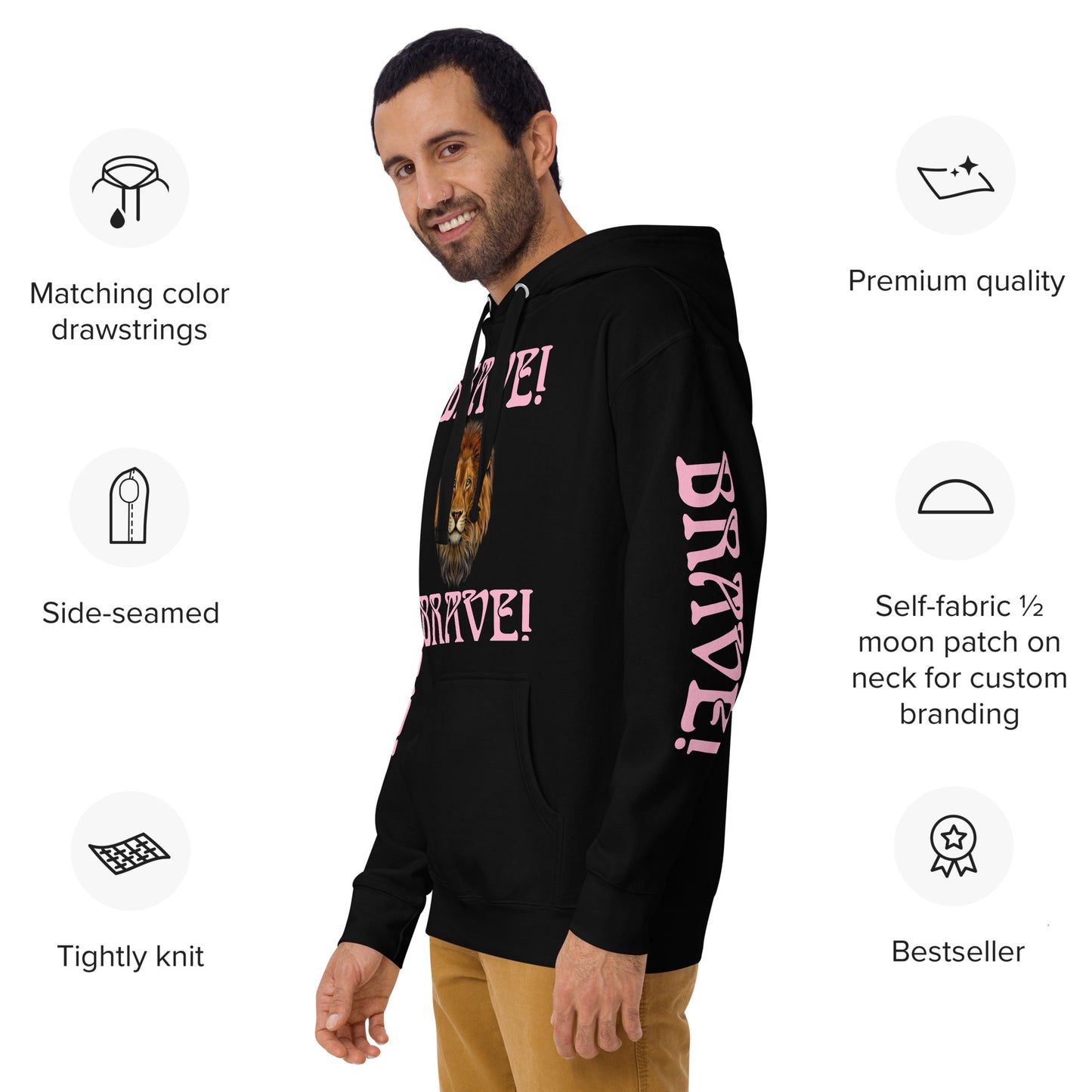 “BRAVE”Unisex Hoodie W/Double Cotton Candy Font