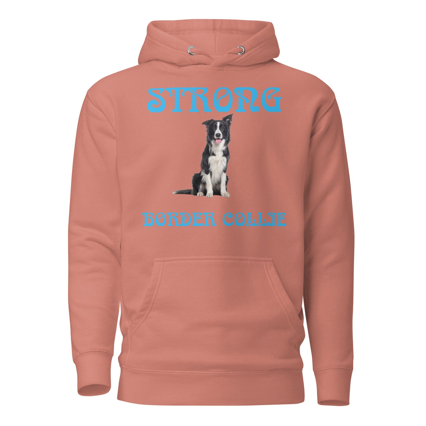 “STRONG BORDER COLLIE”Unisex Hoodie W/SkyBlue Font