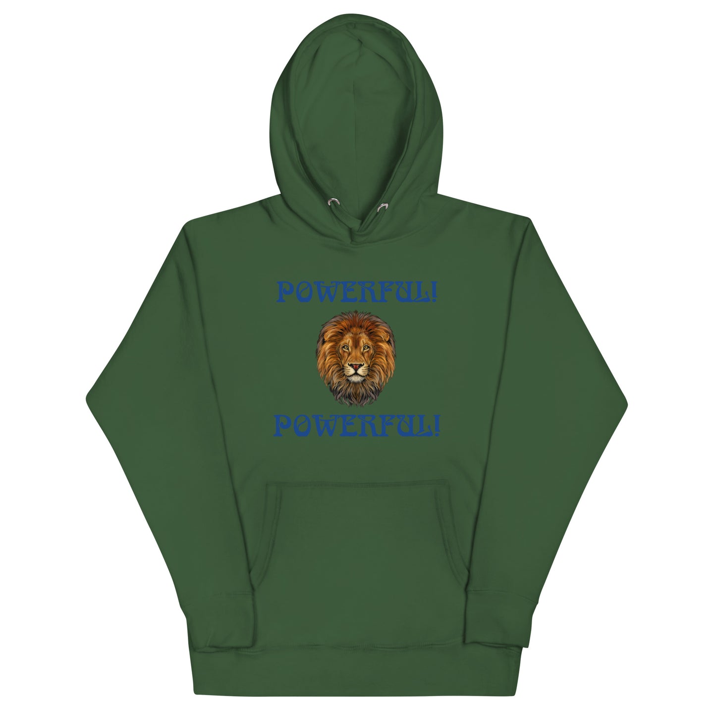 “POWERFUL”Unisex Hoodie W/Blue Font