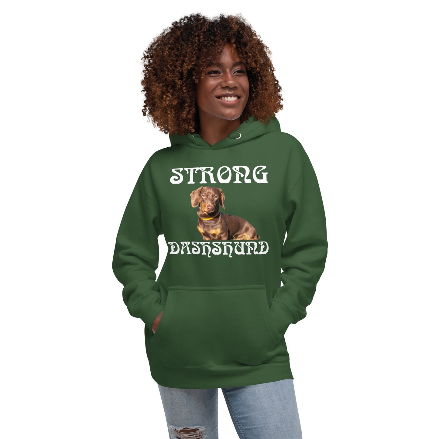 “STRONG DASHSHUND”Unisex Hoodie W/White Font