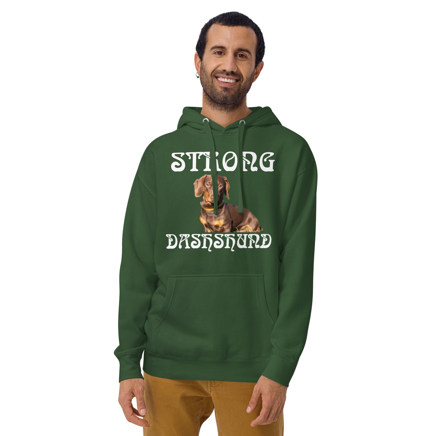 “STRONG DASHSHUND”Unisex Hoodie W/White Font