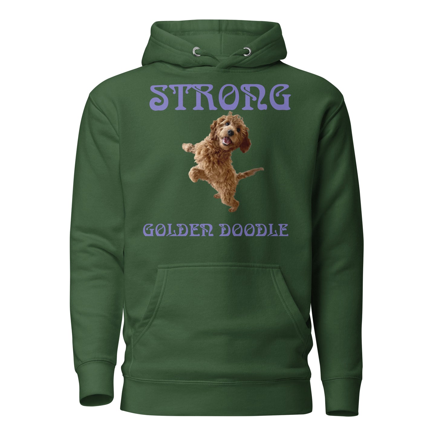 “STRONG GOLDEN DOODLE”Unisex Hoodie W/Purple Font