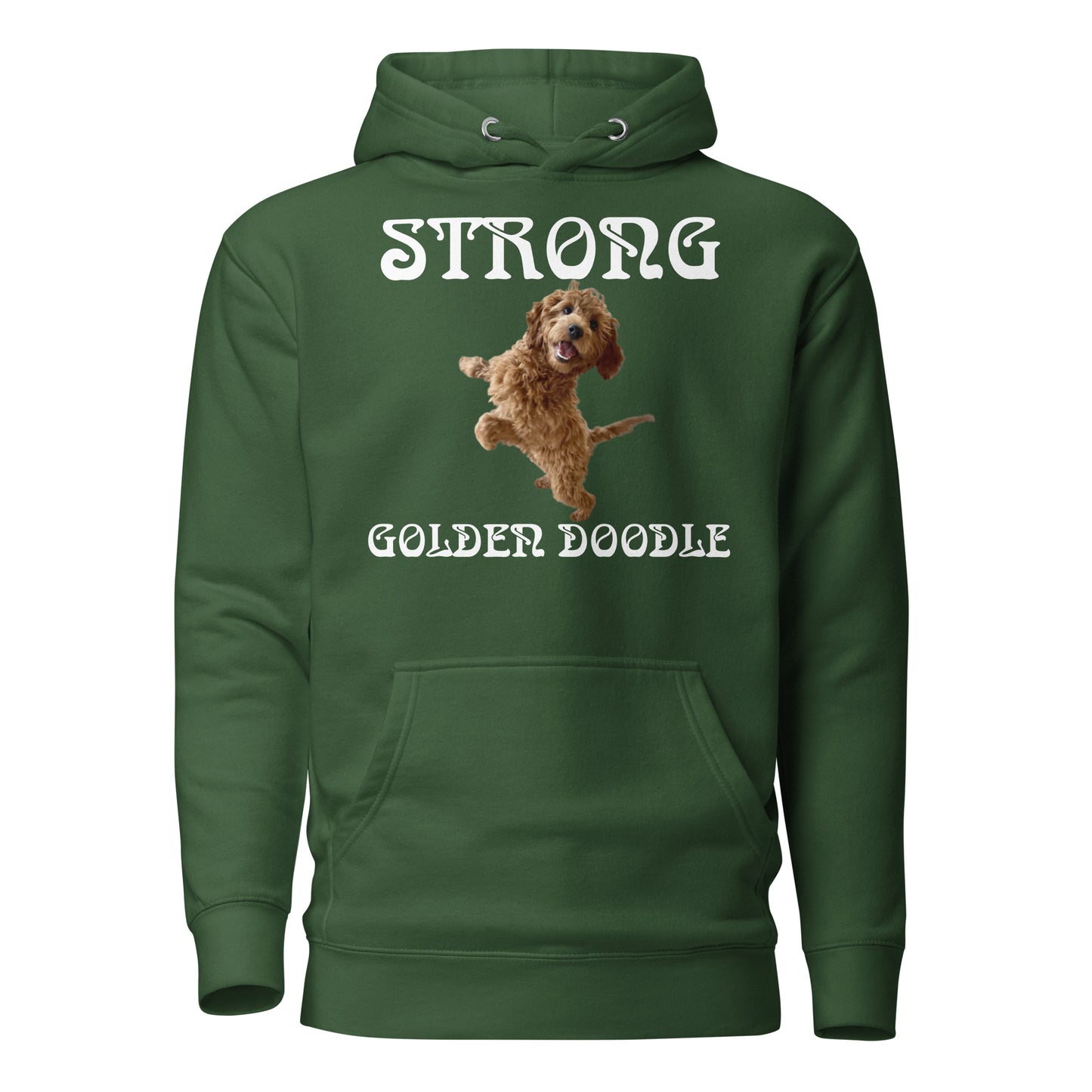 “STRONG GOLDEN DOODLE”Unisex Hoodie W/White Font