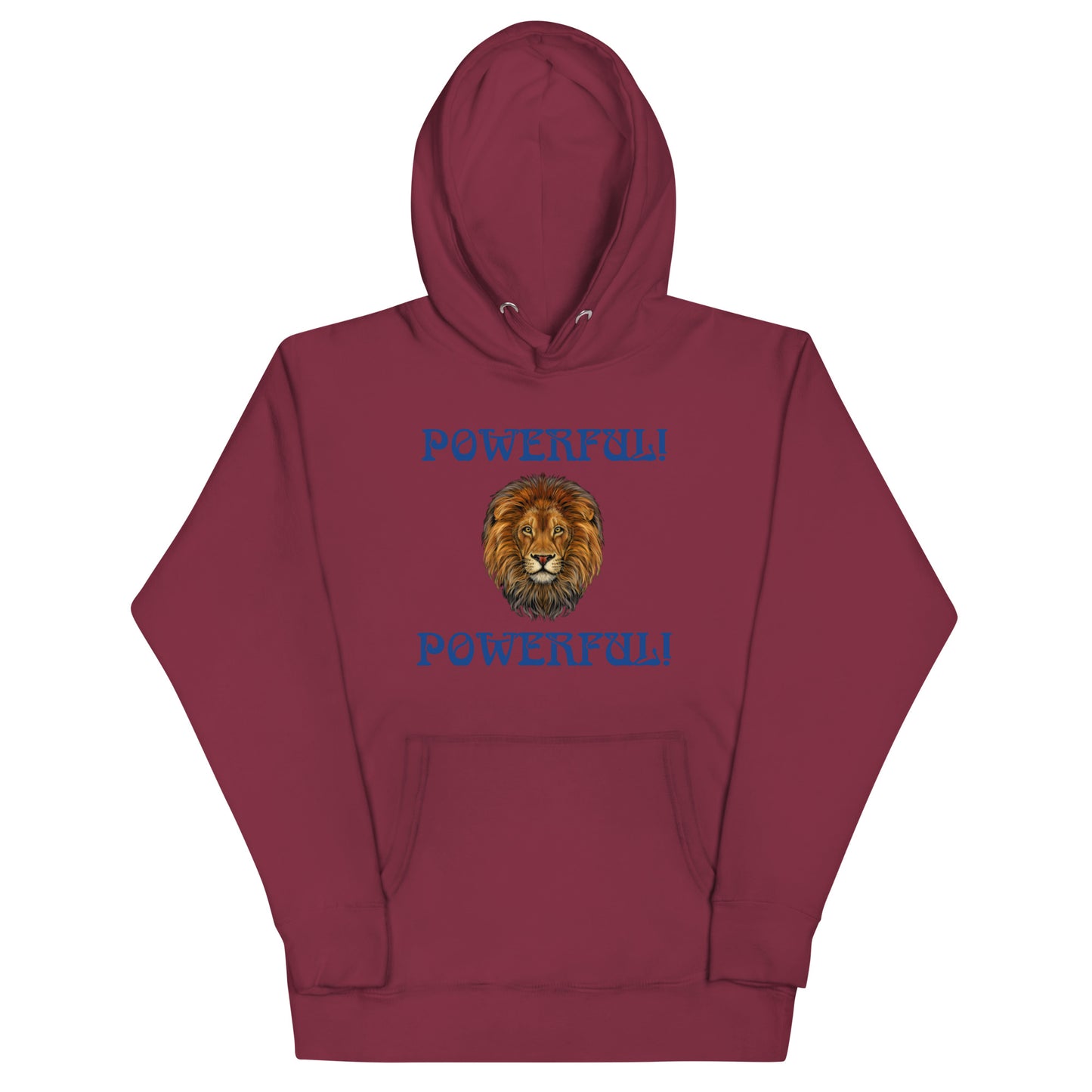 “POWERFUL”Unisex Hoodie W/Blue Font