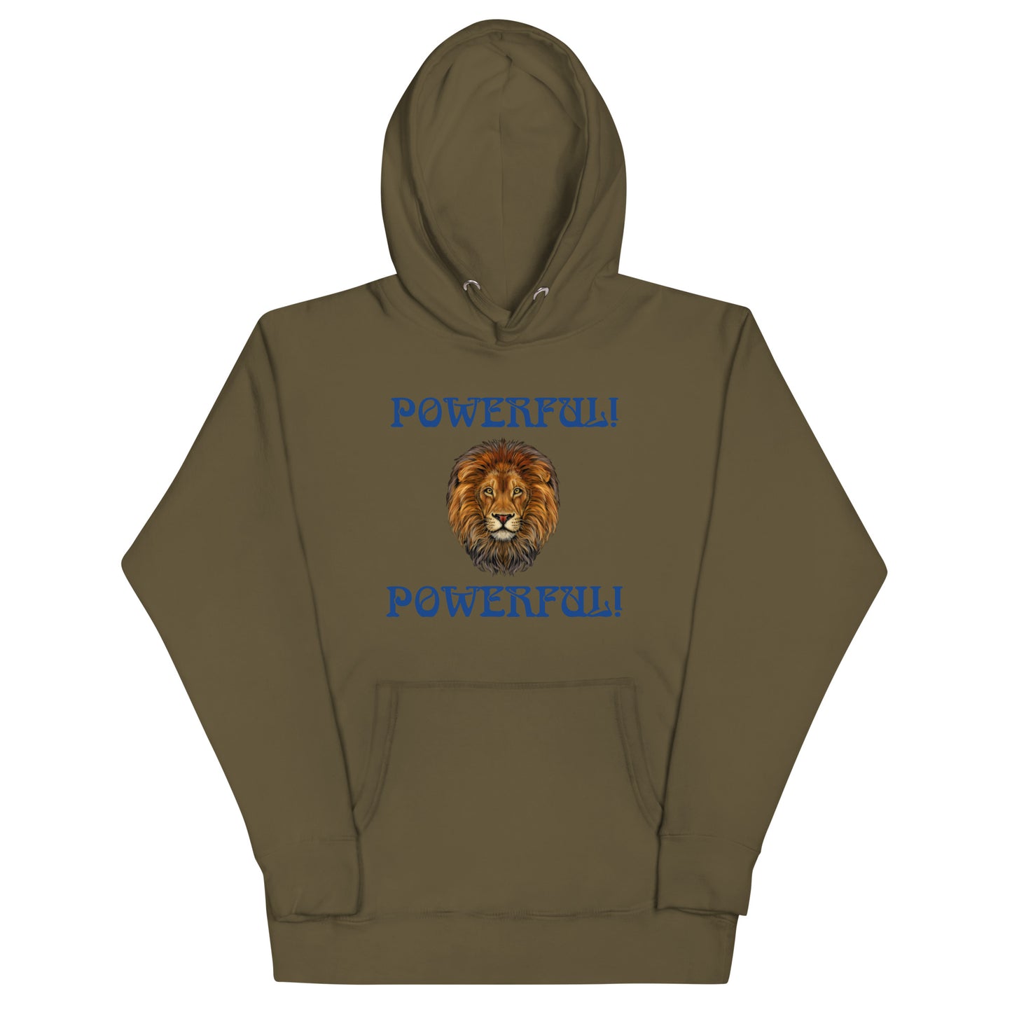 “POWERFUL”Unisex Hoodie W/Blue Font