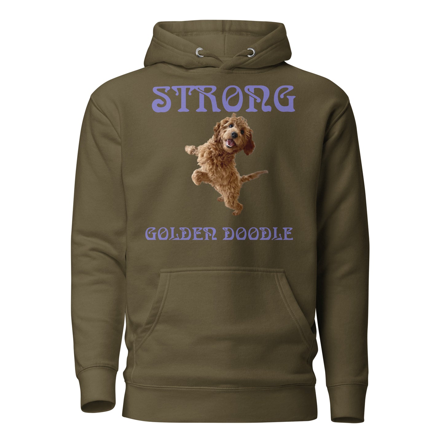 “STRONG GOLDEN DOODLE”Unisex Hoodie W/Purple Font