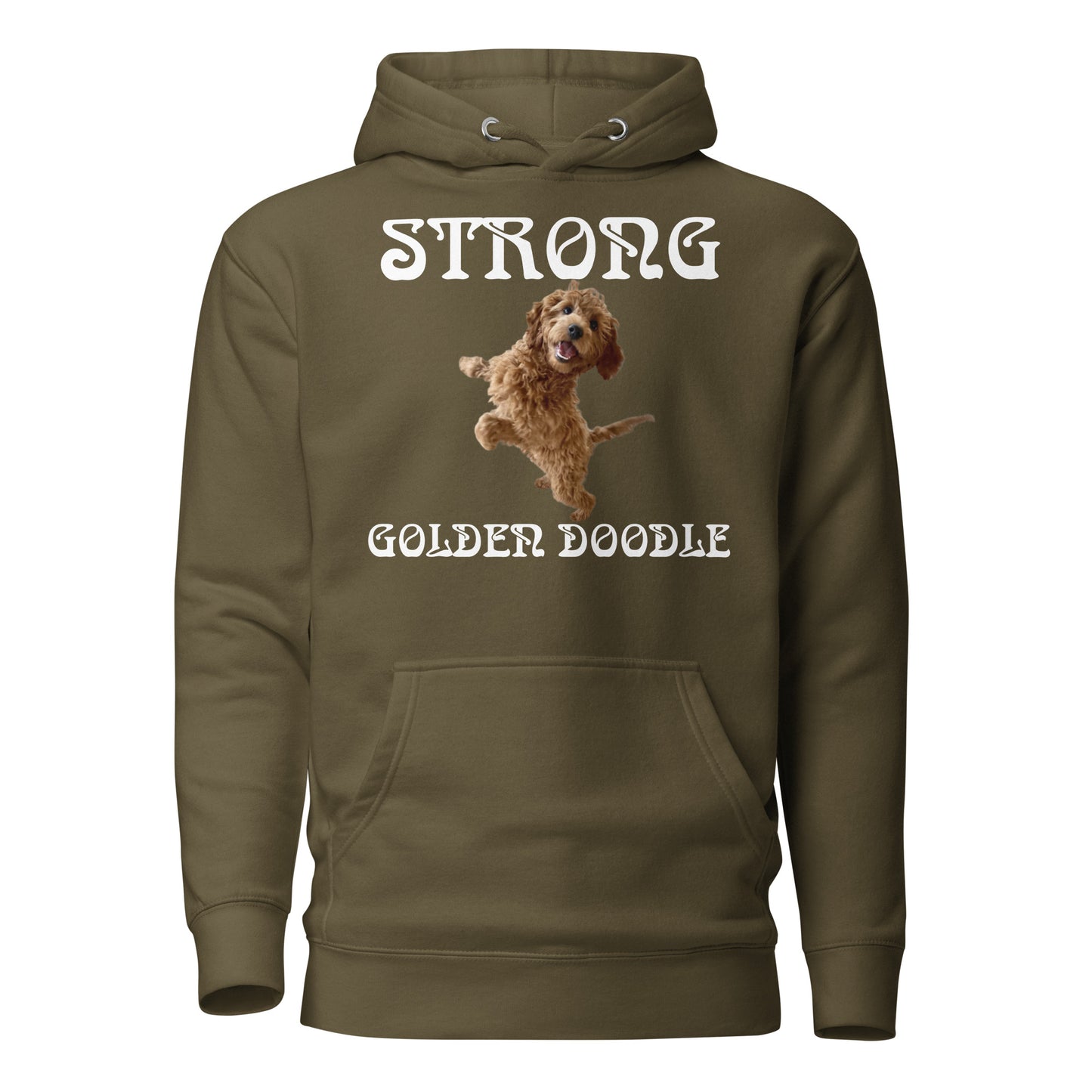 “STRONG GOLDEN DOODLE”Unisex Hoodie W/White Font