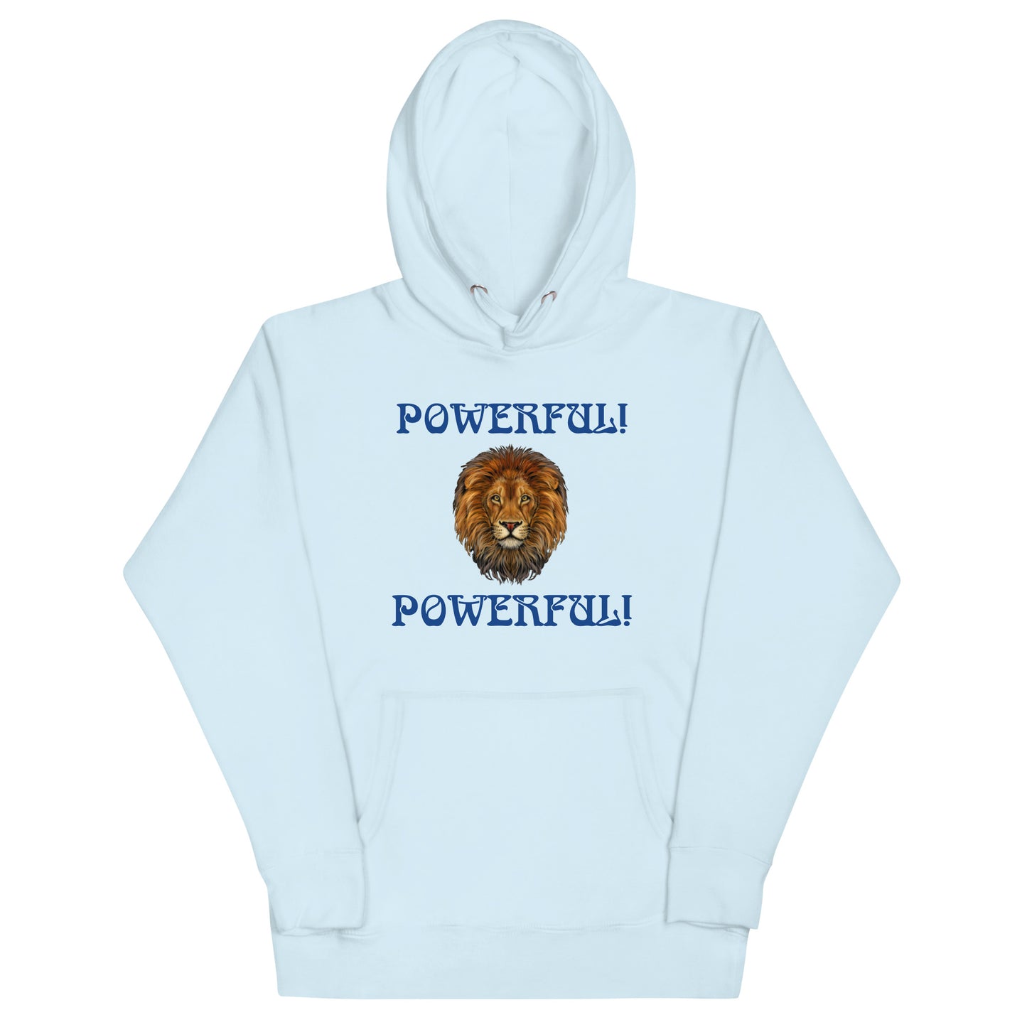 “POWERFUL”Unisex Hoodie W/Blue Font