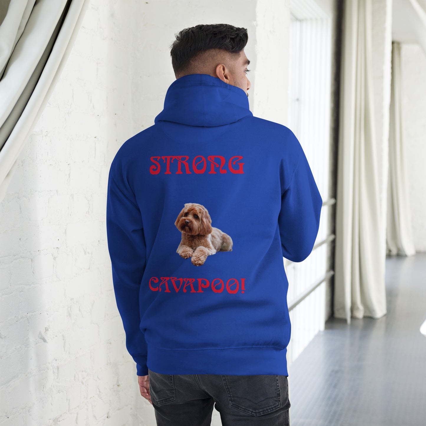 “STRONG CAVAPOO!”Unisex Hoodie W/Red Font