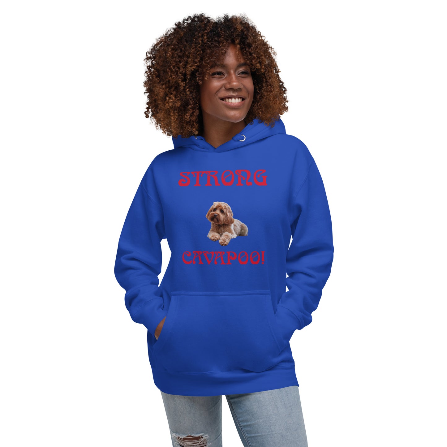 “STRONG CAVAPOO!”Unisex Hoodie W/Red Font