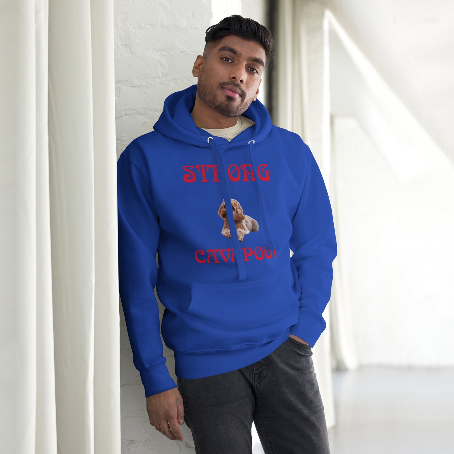 “STRONG CAVAPOO!”Unisex Hoodie W/Red Font