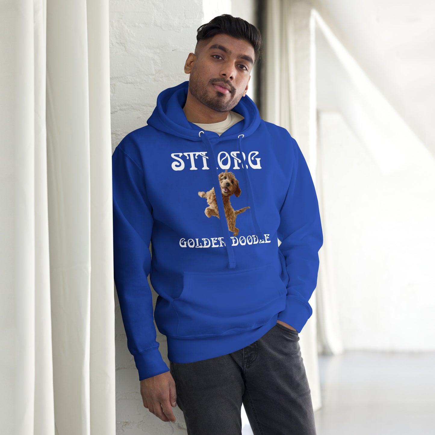 “STRONG GOLDEN DOODLE”Unisex Hoodie W/White Font