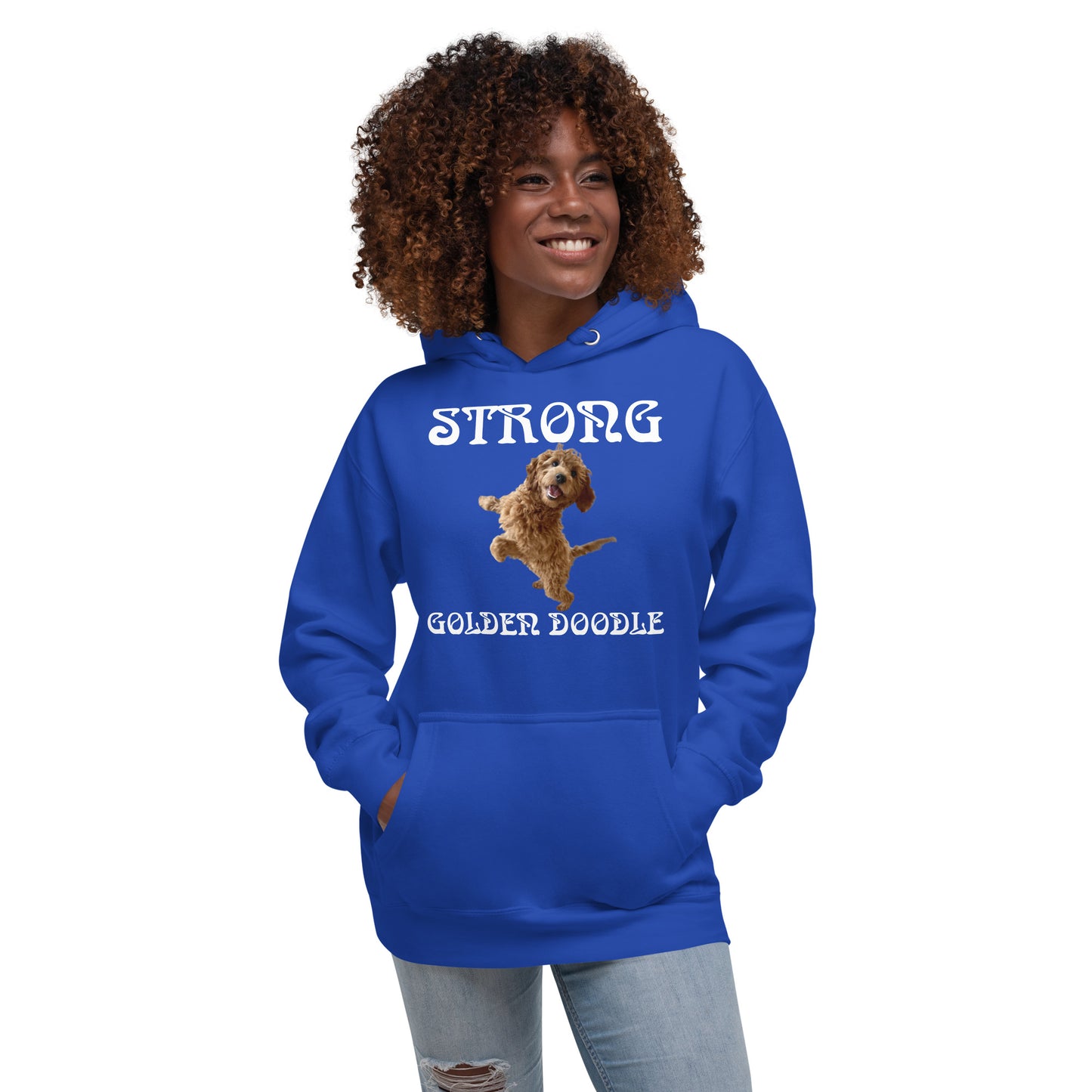 “STRONG GOLDEN DOODLE”Unisex Hoodie W/White Font