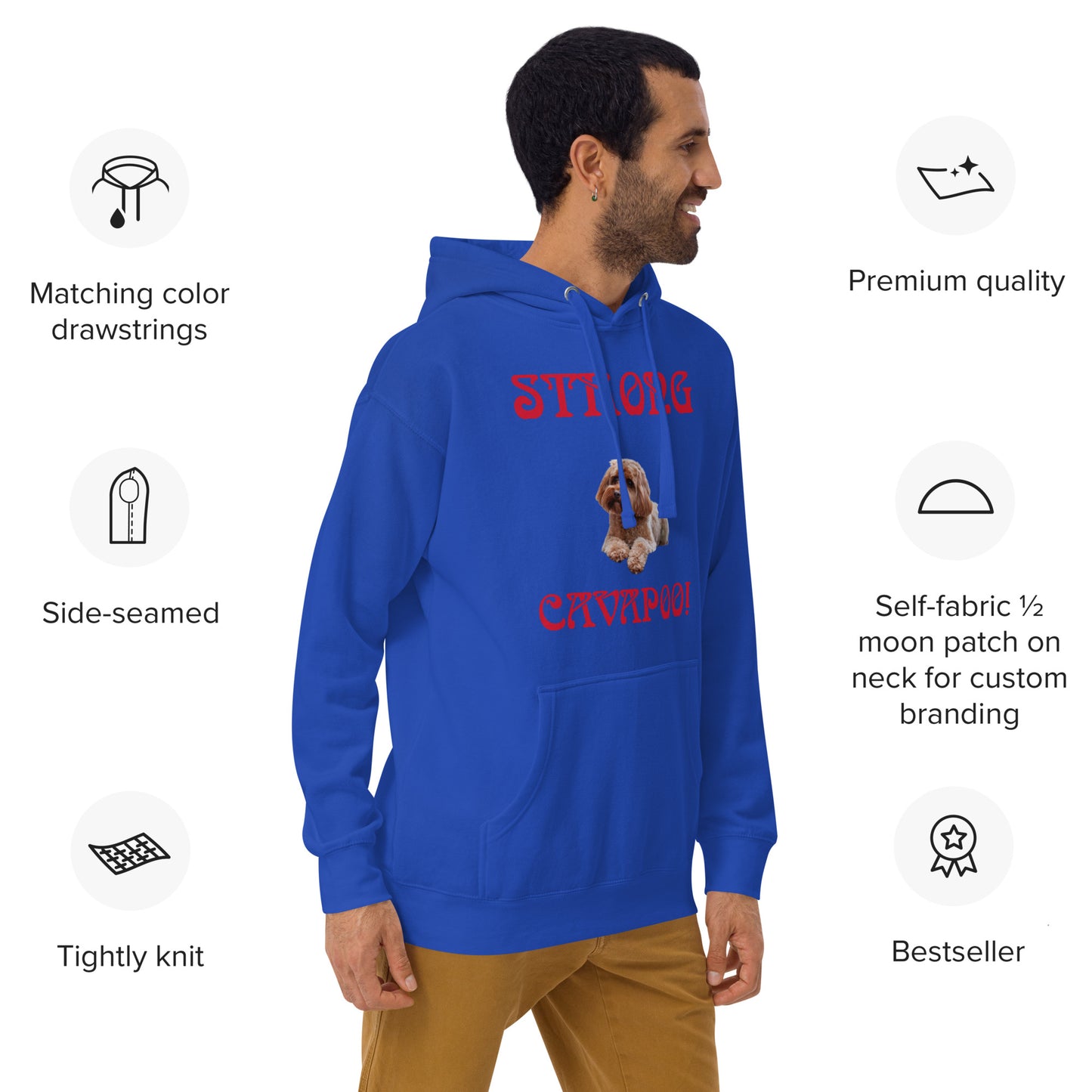 “STRONG CAVAPOO!”Unisex Hoodie W/Red Font