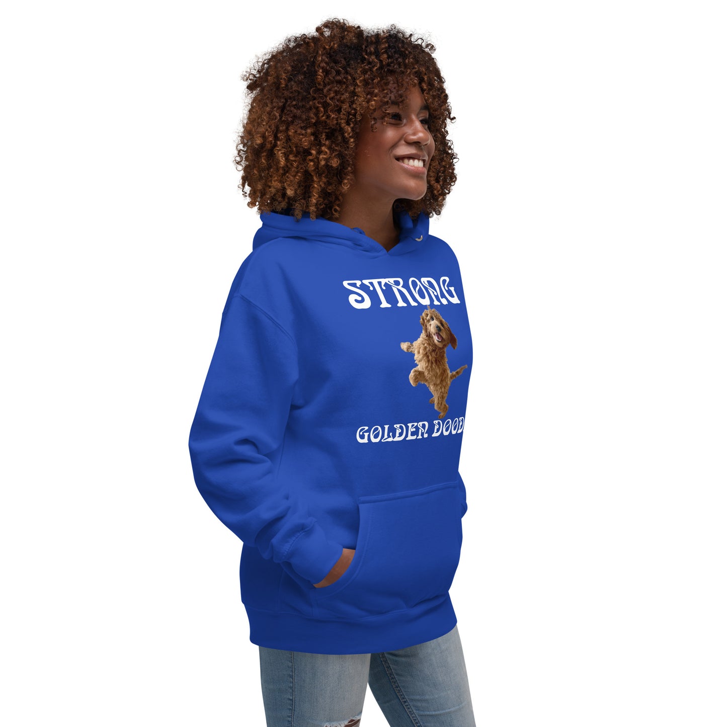 “STRONG GOLDEN DOODLE”Unisex Hoodie W/White Font