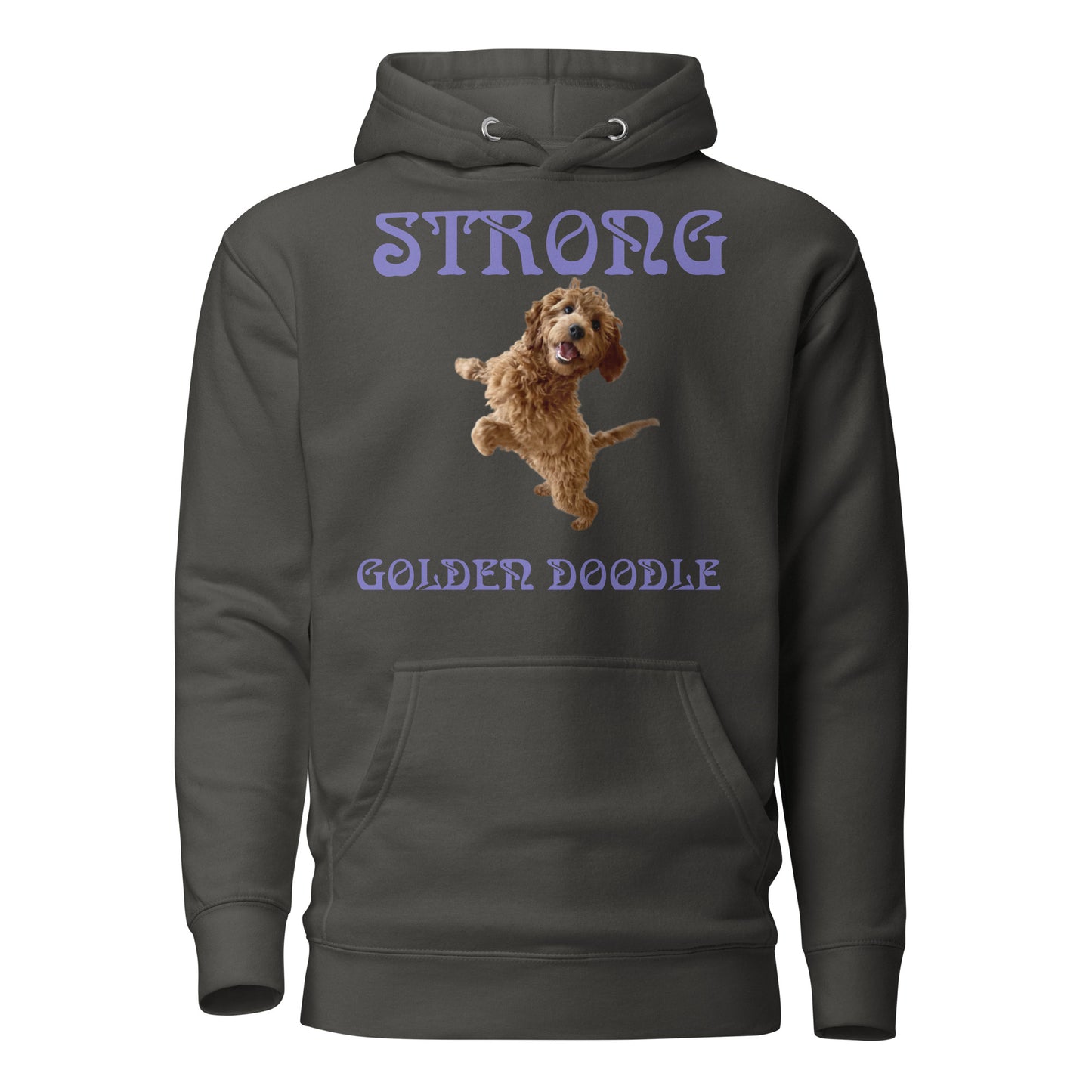 “STRONG GOLDEN DOODLE”Unisex Hoodie W/Purple Font