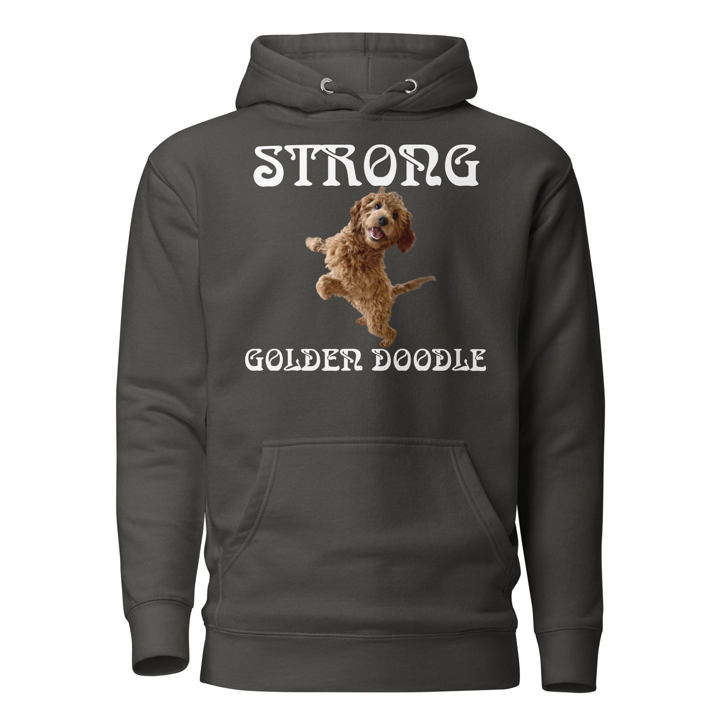 “STRONG GOLDEN DOODLE”Unisex Hoodie W/White Font