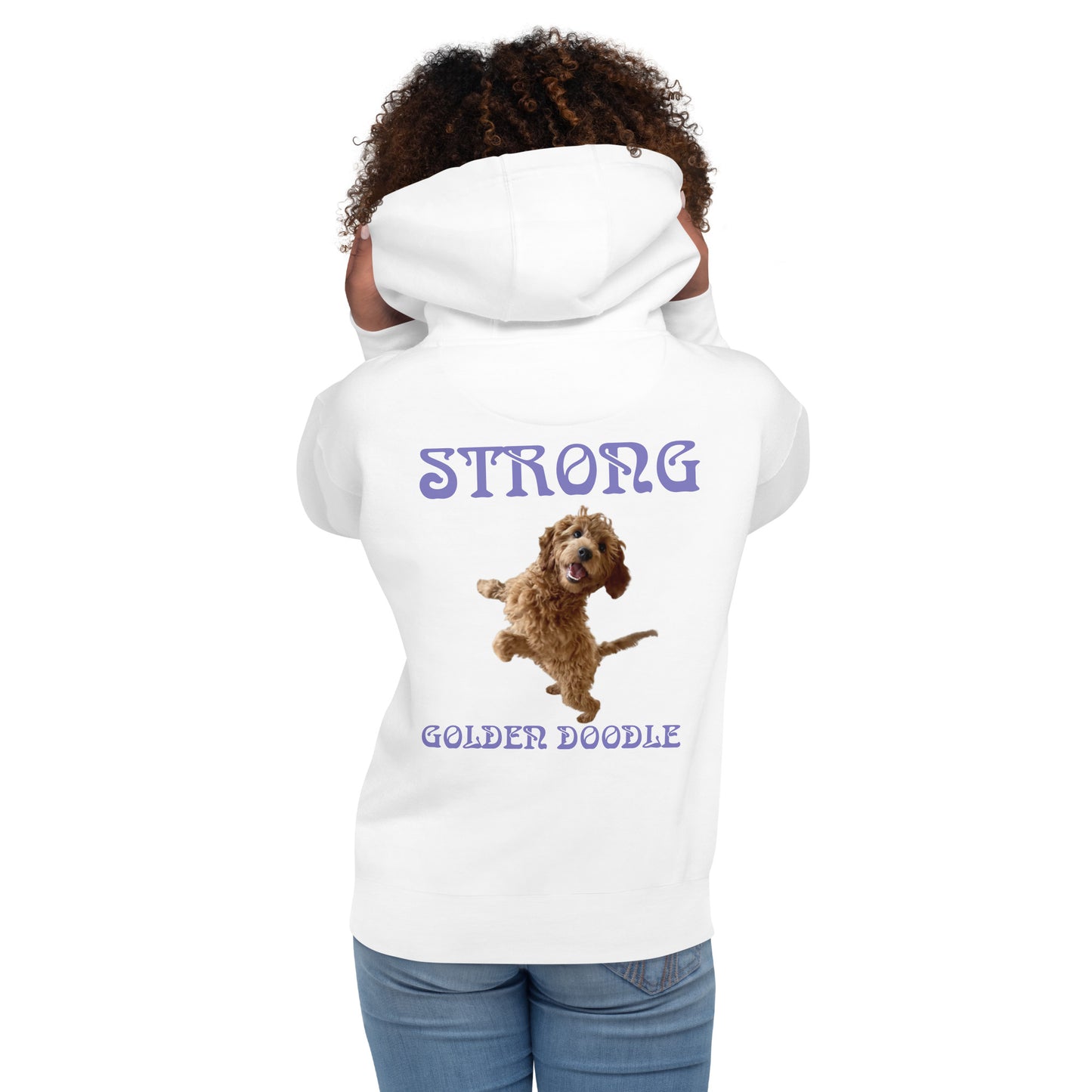 “STRONG GOLDEN DOODLE”Unisex Hoodie W/Purple Font