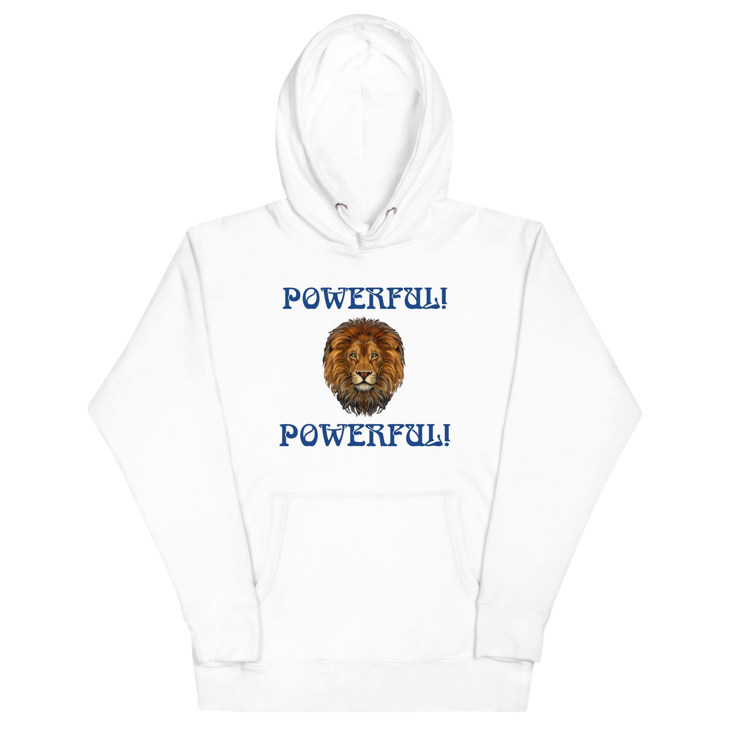 “POWERFUL”Unisex Hoodie W/Blue Font