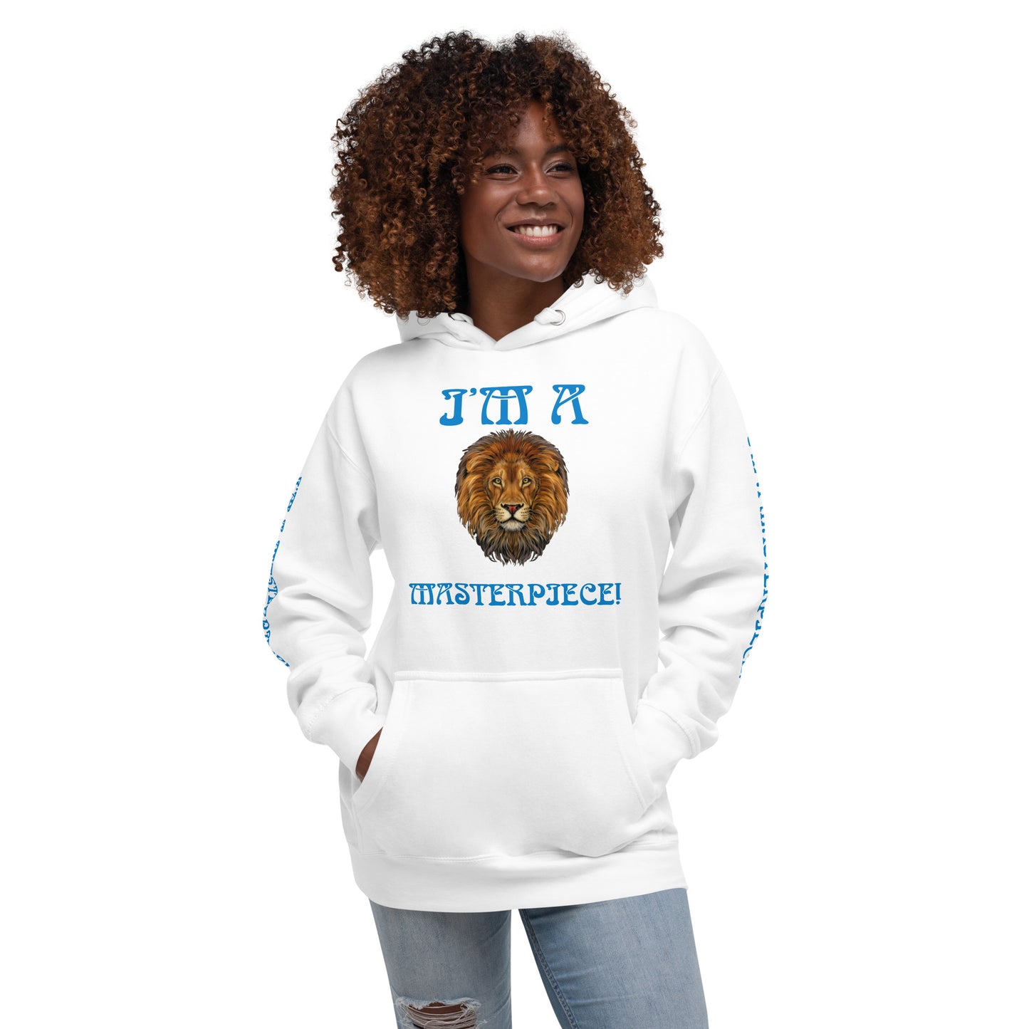 “I”AM A MASTERPIECE!"Unisex Hoodie W/SkyBlue Font