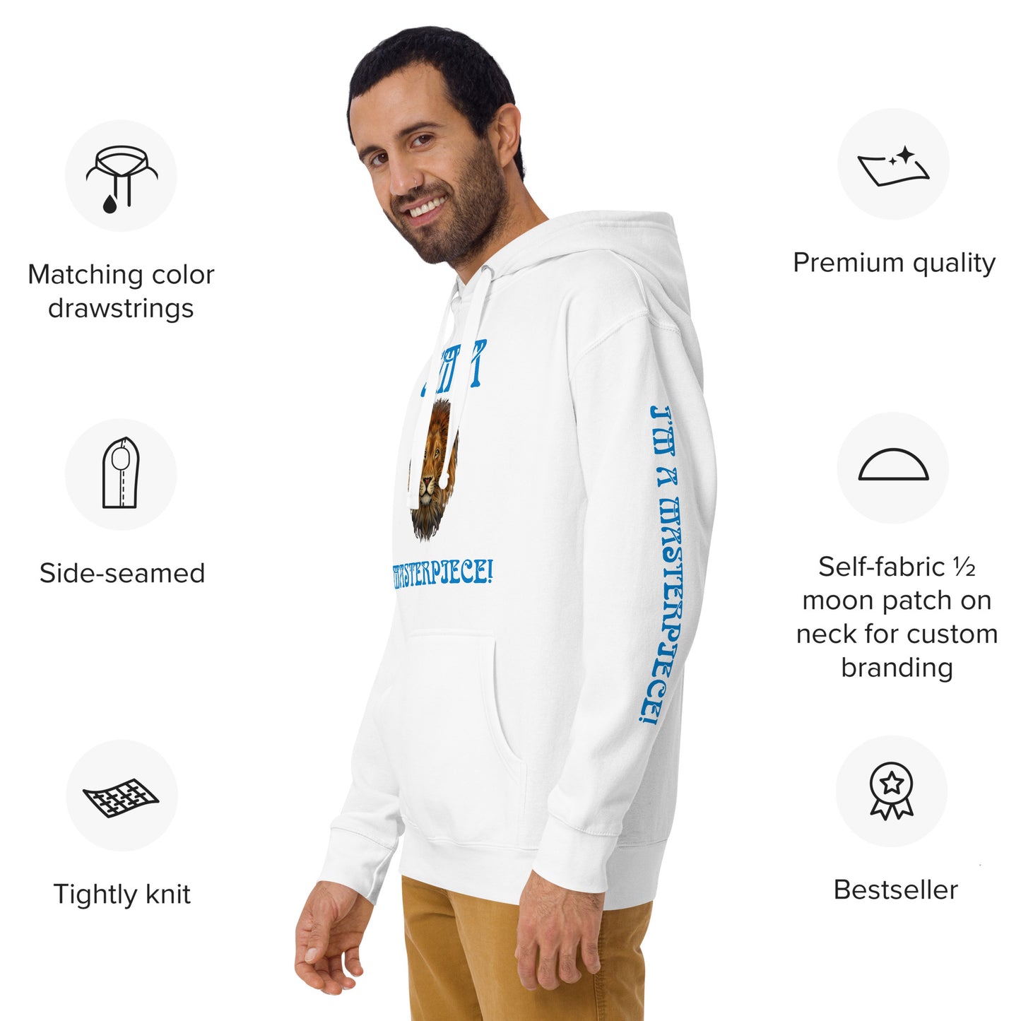 “I”AM A MASTERPIECE!"Unisex Hoodie W/SkyBlue Font