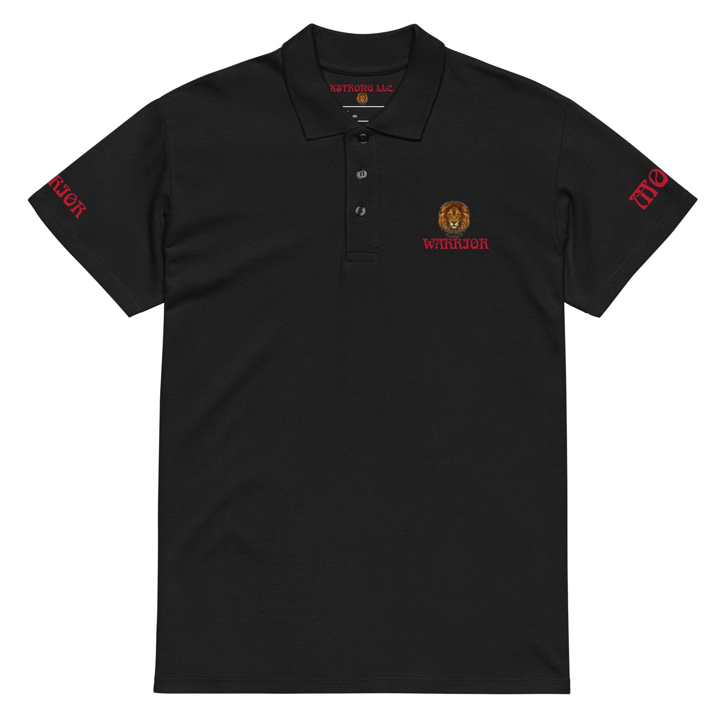 “WARRIOR MODE!”UNISEX Premium Pique Polo Shirt W/Red Font