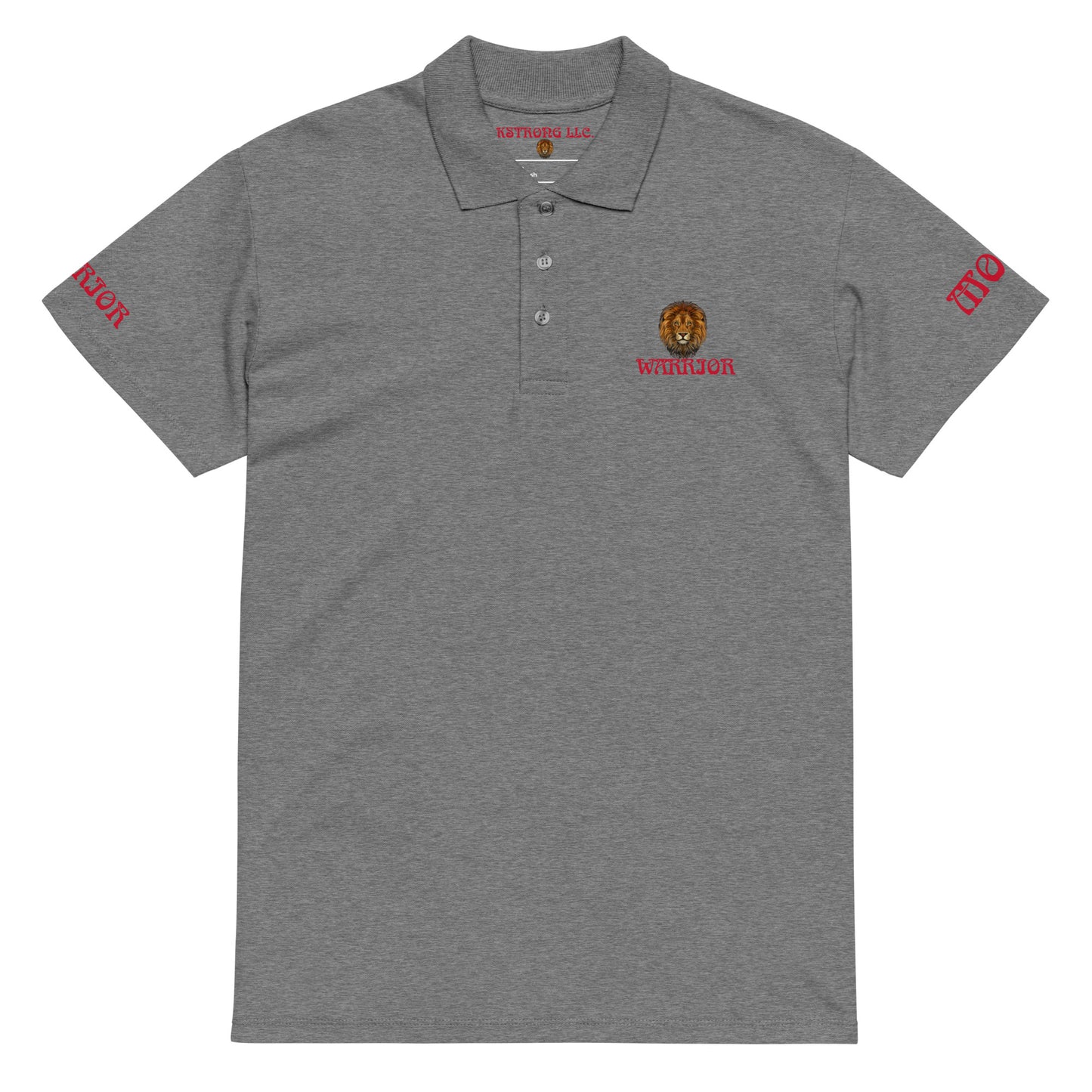 “WARRIOR MODE!”UNISEX Premium Pique Polo Shirt W/Red Font