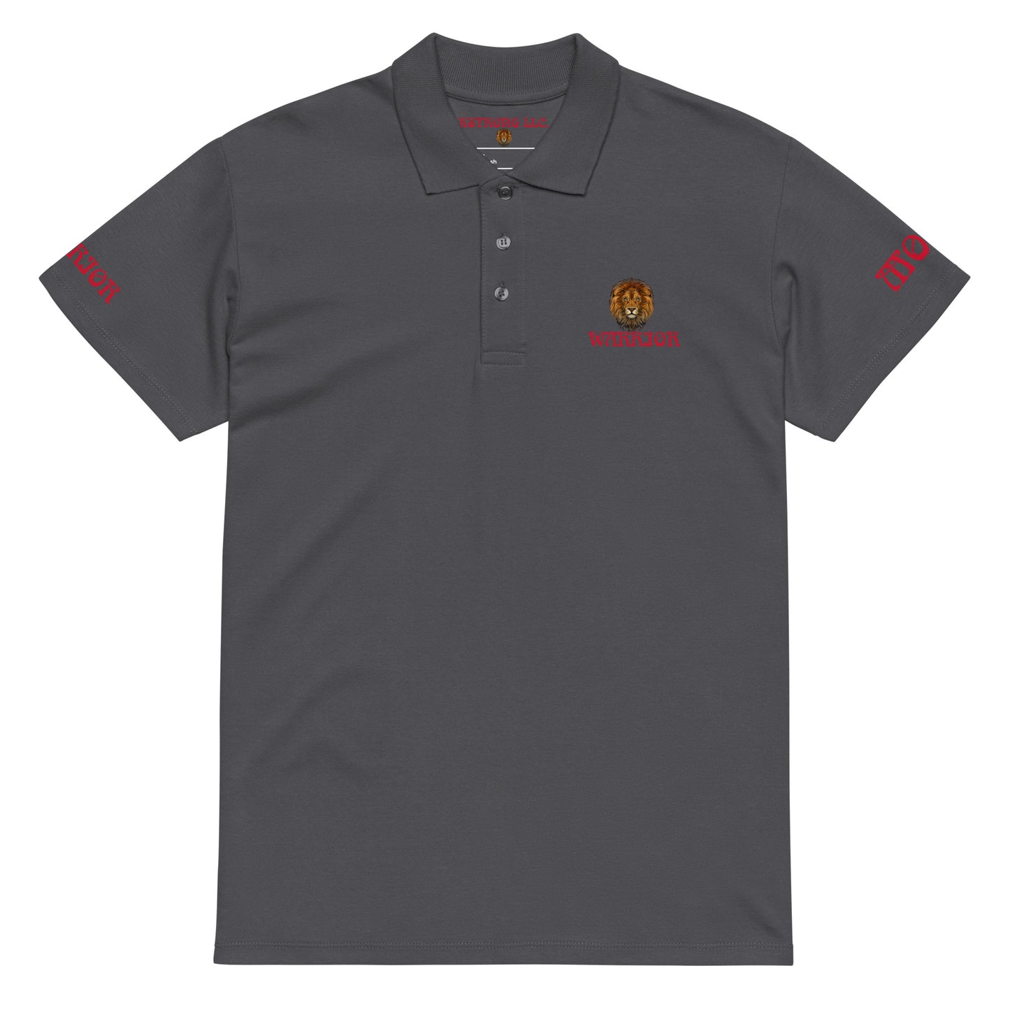“WARRIOR MODE!”UNISEX Premium Pique Polo Shirt W/Red Font
