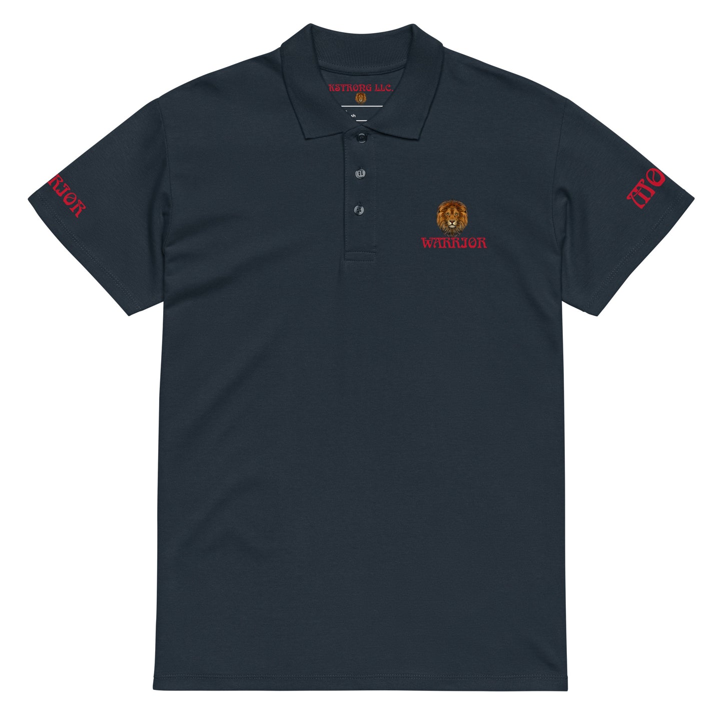 “WARRIOR MODE!”UNISEX Premium Pique Polo Shirt W/Red Font