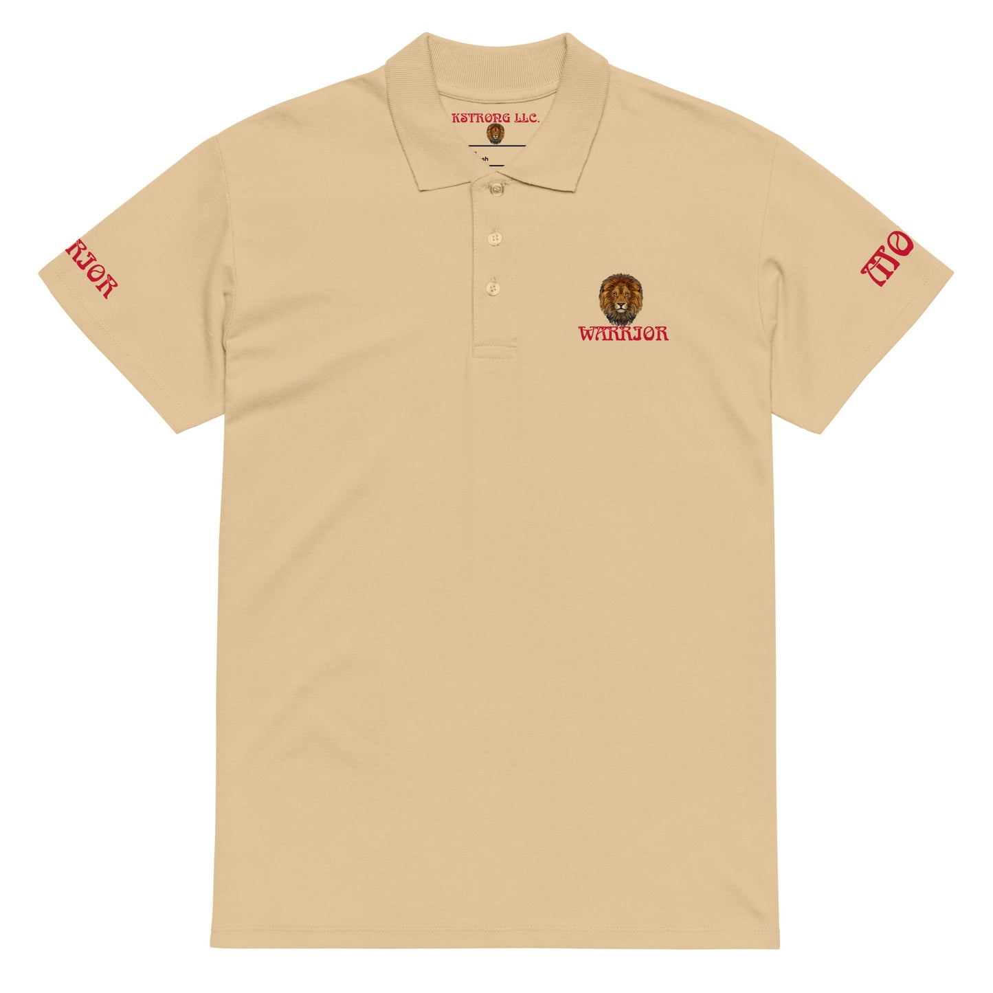“WARRIOR MODE!”UNISEX Premium Pique Polo Shirt W/Red Font