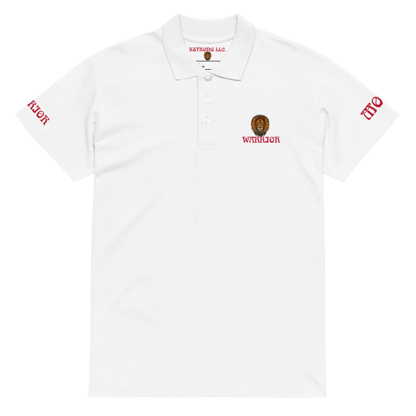 “WARRIOR MODE!”UNISEX Premium Pique Polo Shirt W/Red Font