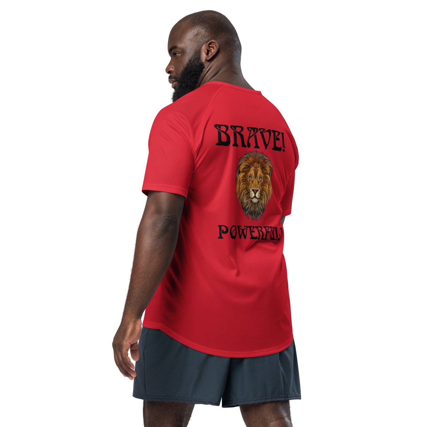 “BRAVE!,POWERFUL!” Unisex Sports Jersey W/Black Font