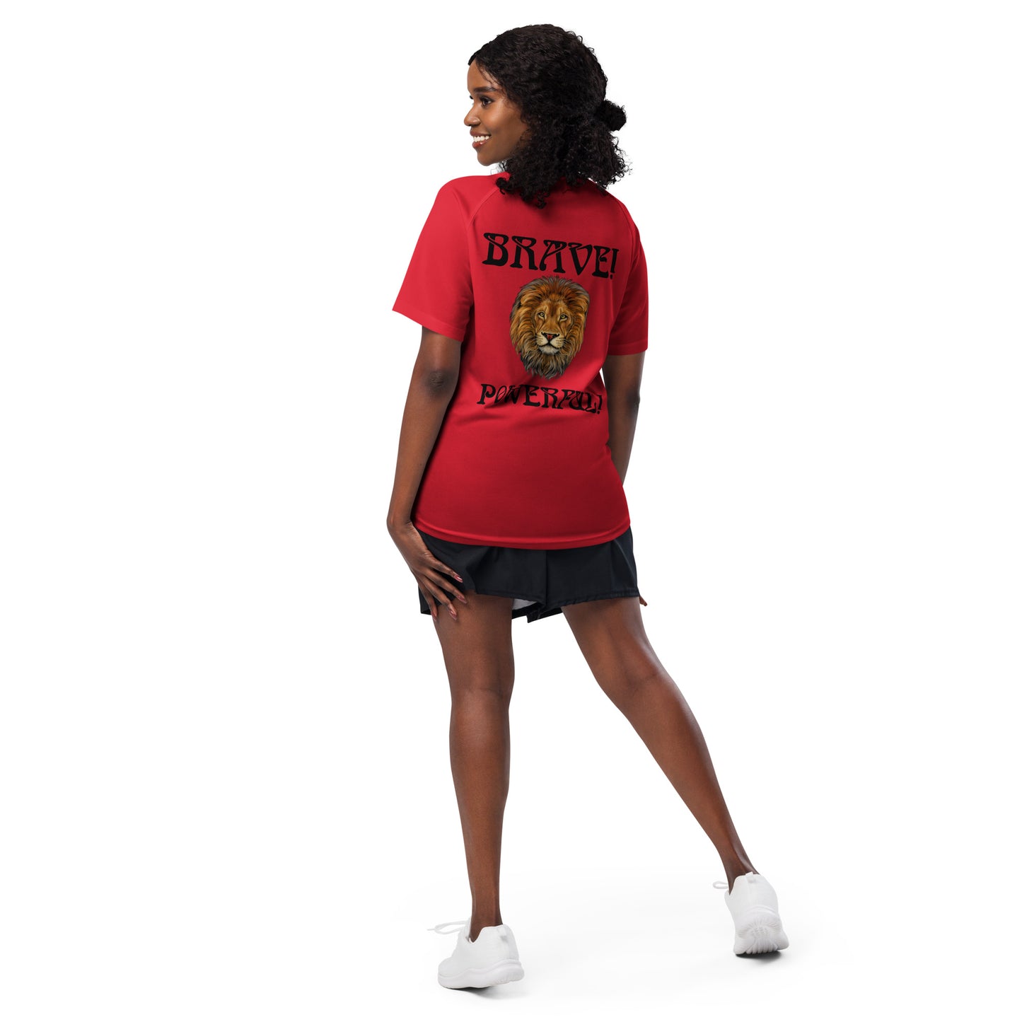“BRAVE!,POWERFUL!” Unisex Sports Jersey W/Black Font