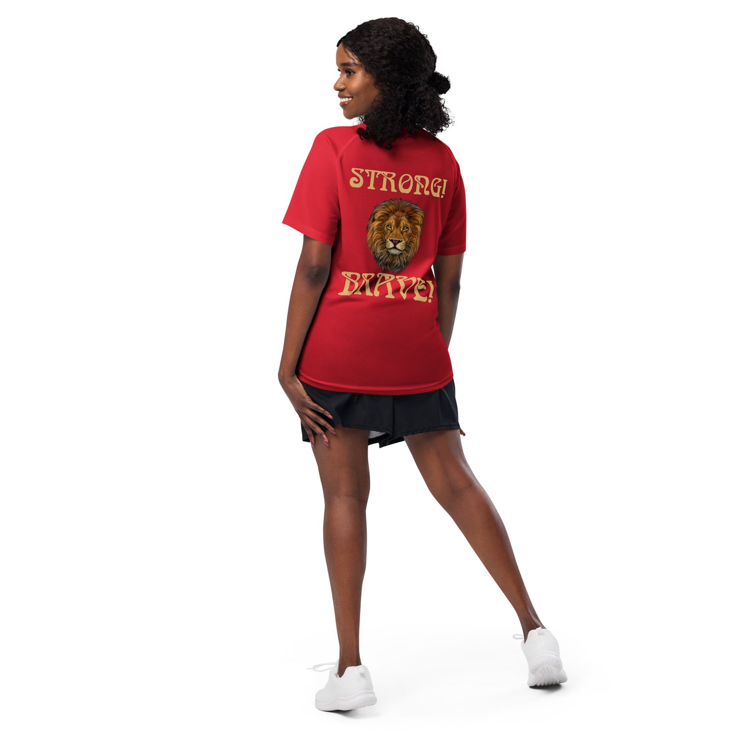 “STRONG!,BRAVE!”Unisex Sports Jersey W/Fawn Font