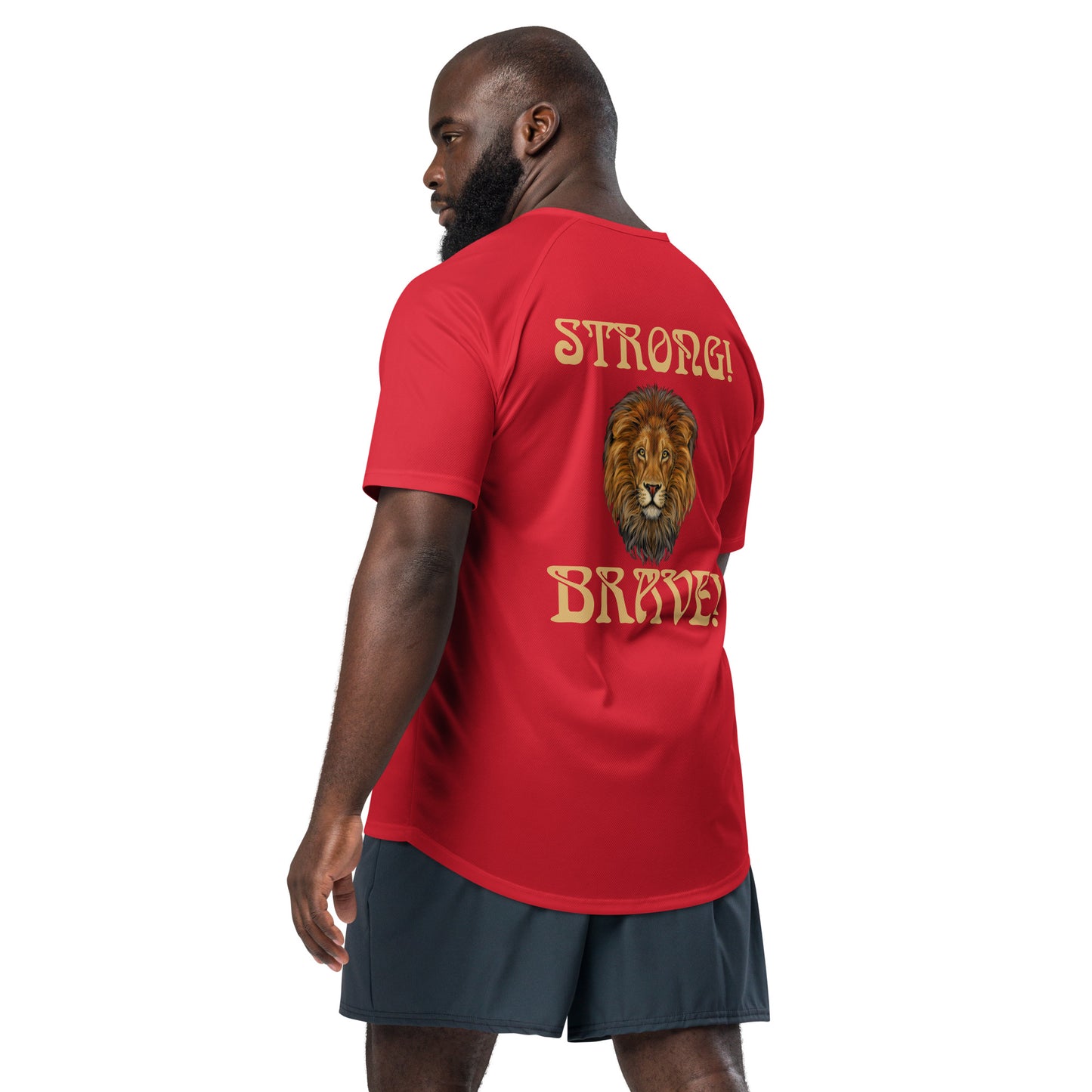 “STRONG!,BRAVE!”Unisex Sports Jersey W/Fawn Font