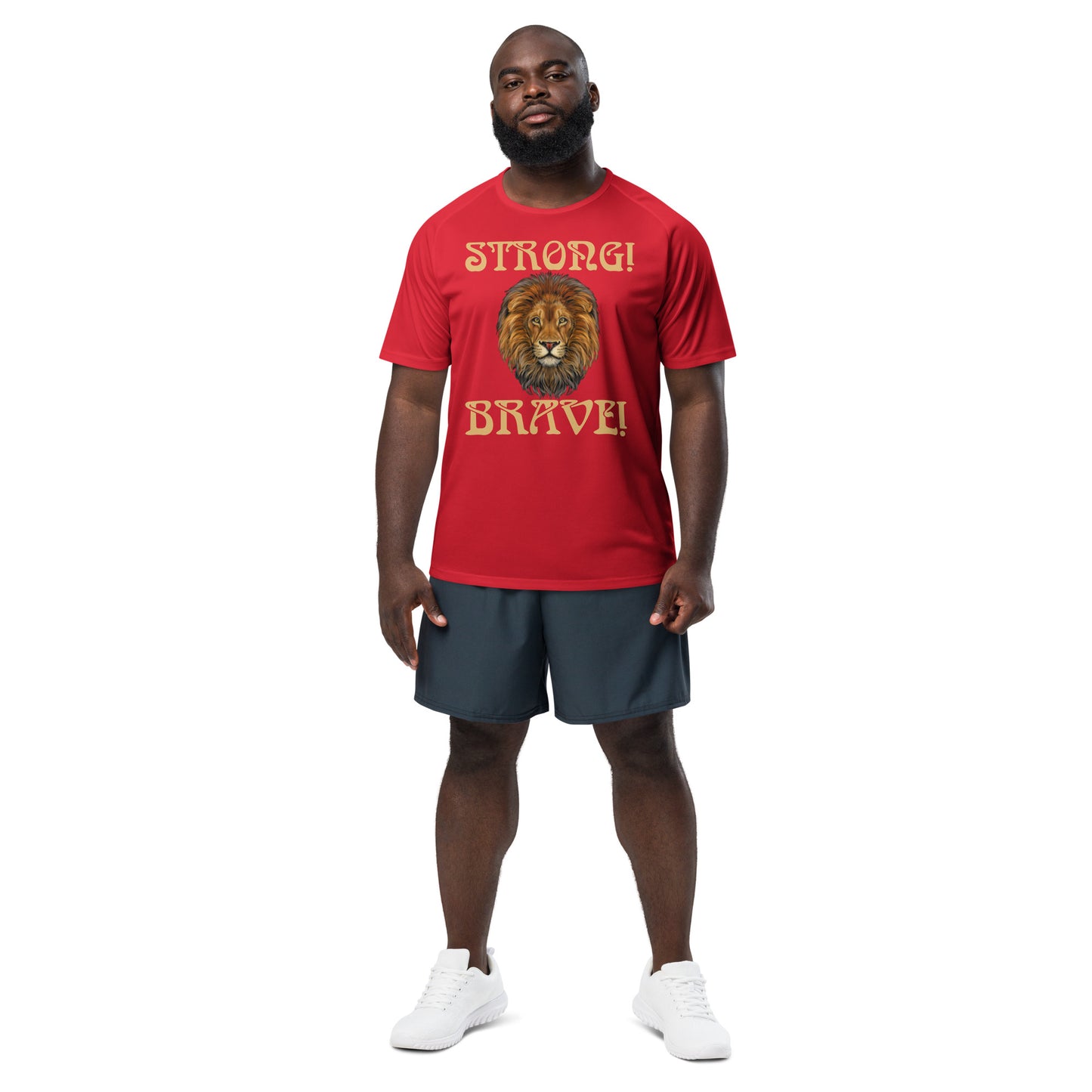 “STRONG!,BRAVE!”Unisex Sports Jersey W/Fawn Font