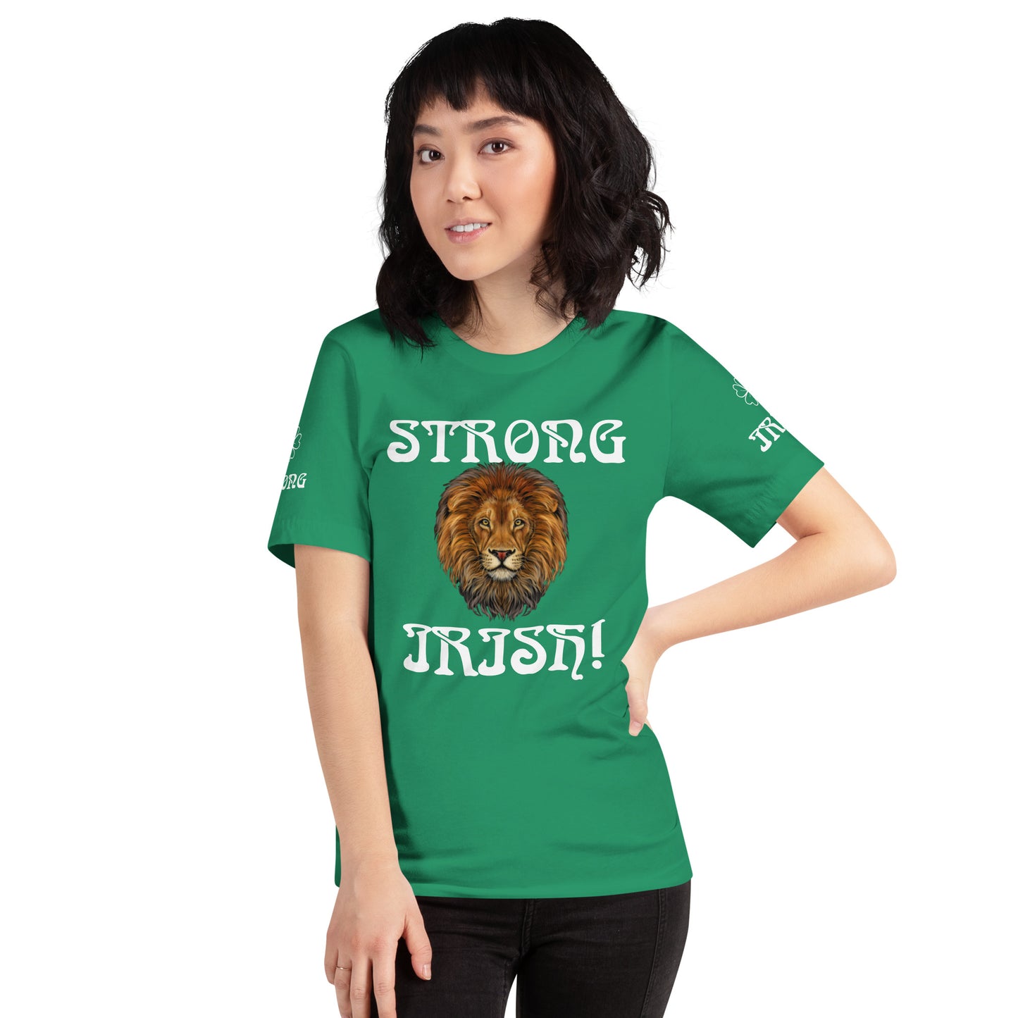 “STRONG,IRISH”Green Unisex T-Shirt W/White Font