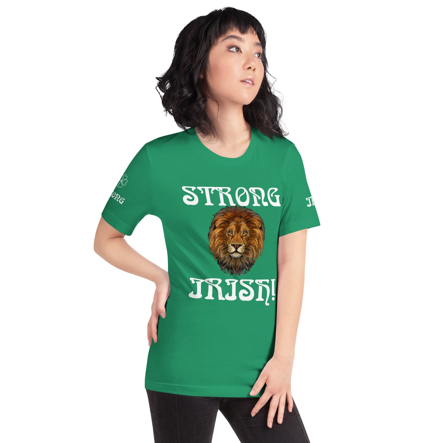 “STRONG,IRISH”Green Unisex T-Shirt W/White Font