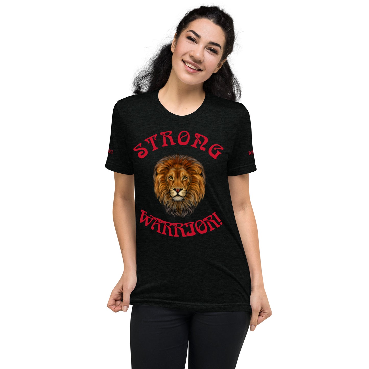 “STRONG WARRIOR!”WOMEN’S TRI-BLEND Short Sleeve T-Shirt W/Red Font