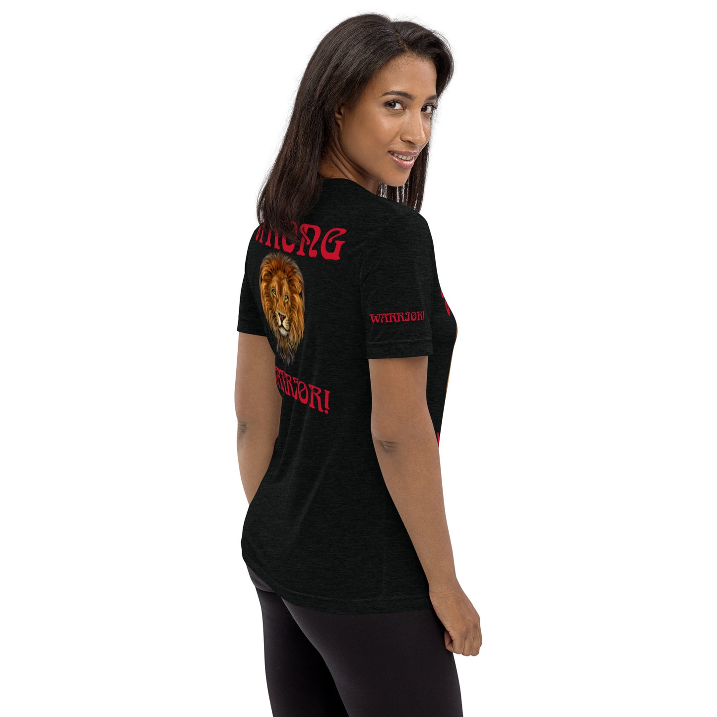 “STRONG WARRIOR!”WOMEN’S TRI-BLEND Short Sleeve T-Shirt W/Red Font