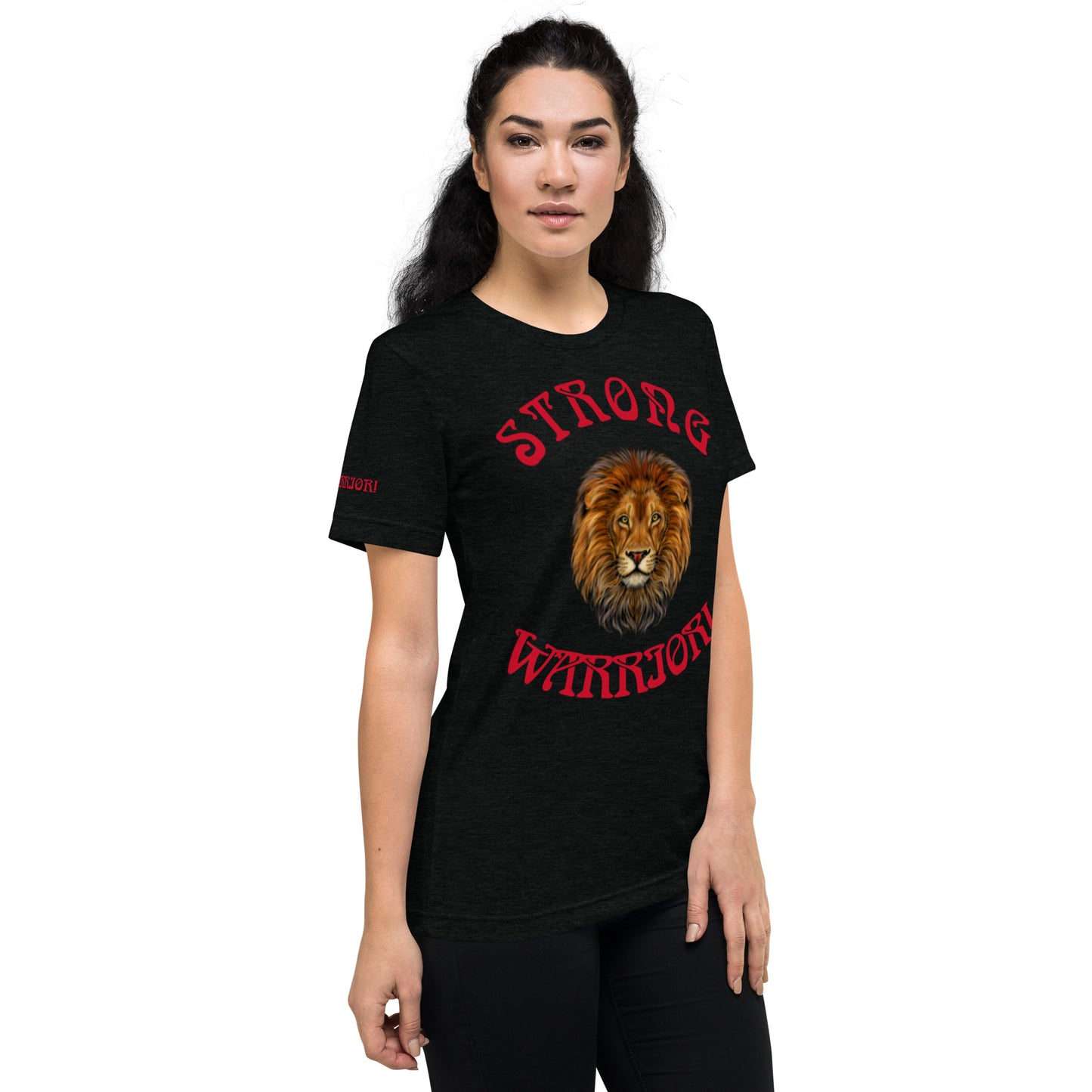 “STRONG WARRIOR!”WOMEN’S TRI-BLEND Short Sleeve T-Shirt W/Red Font