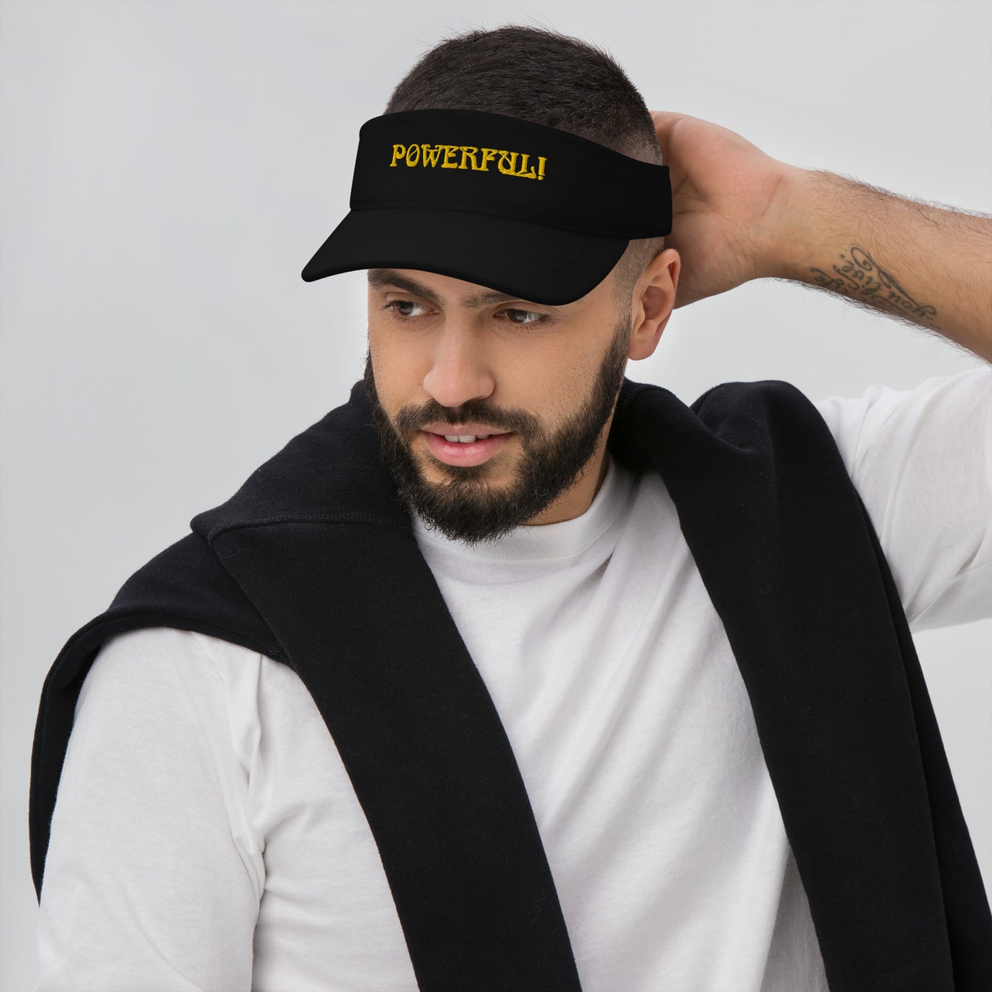 “POWERFUL!”Visor W/Yellow Font