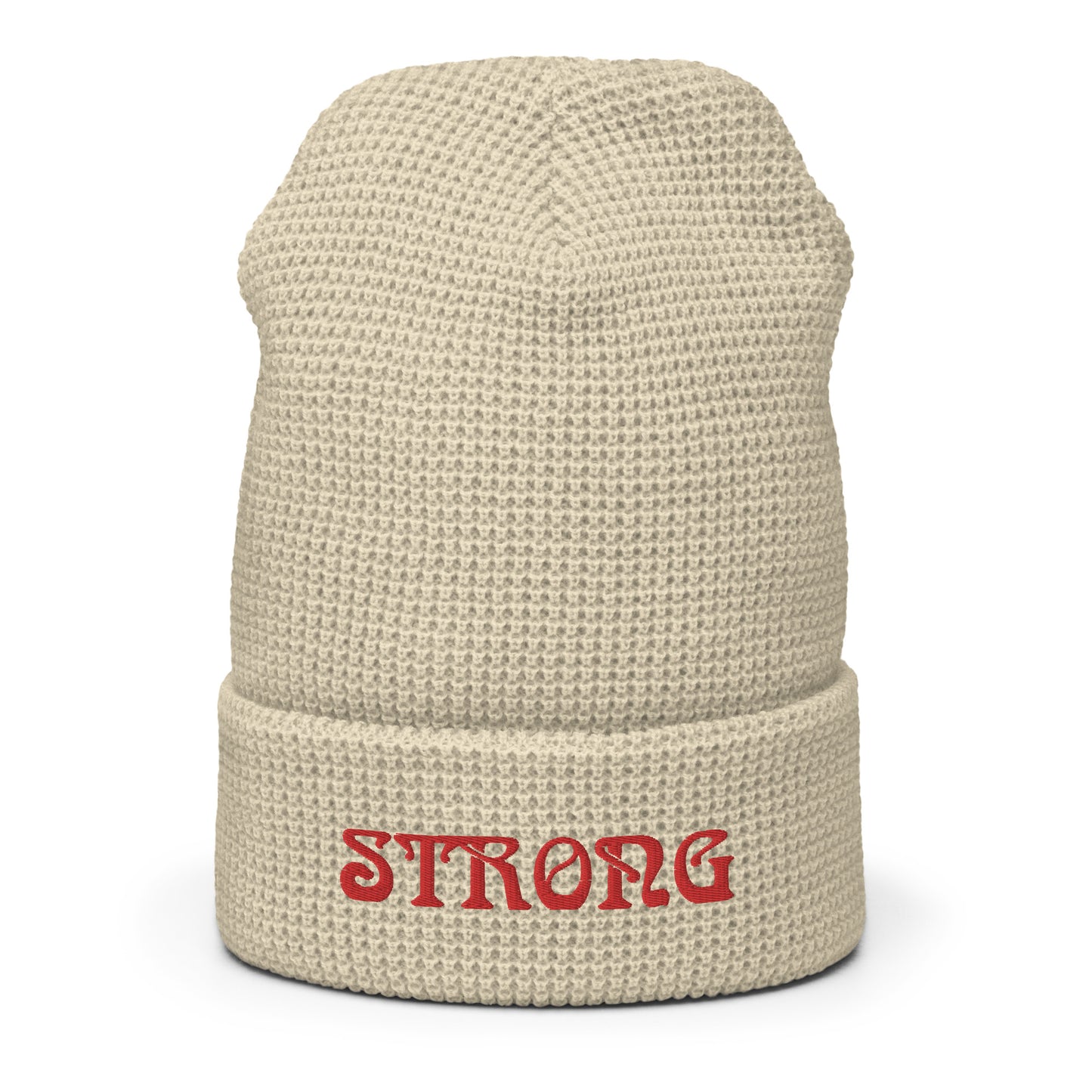 “STRONG”Waffle Beanie W/Red Font