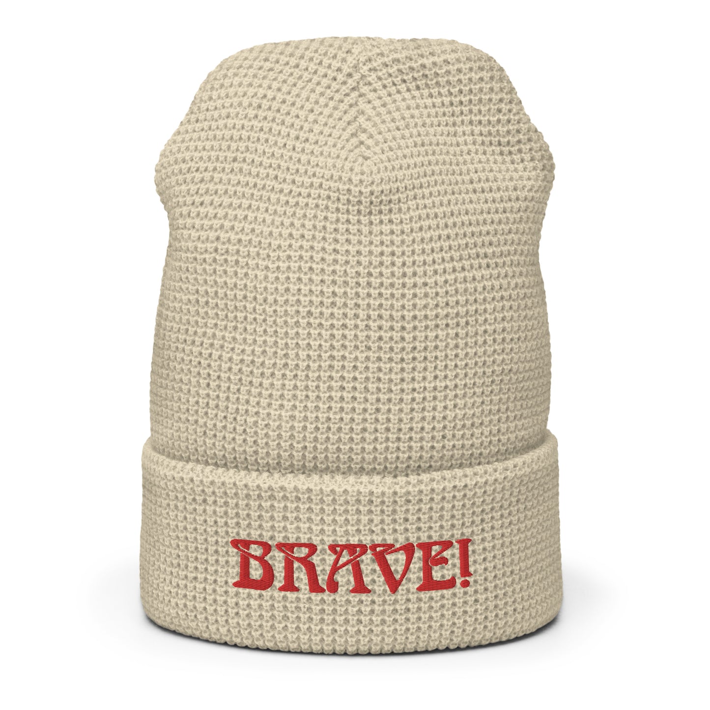 “BRAVE!”Waffle Beanie W/Red Font