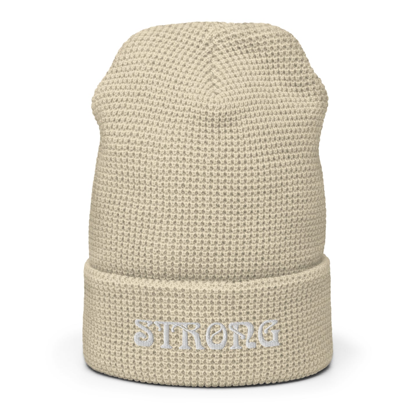 “STRONG”Waffle Beanie W/White Font
