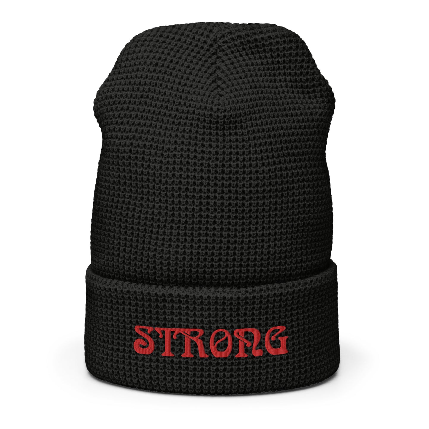 “STRONG”Waffle Beanie W/Red Font