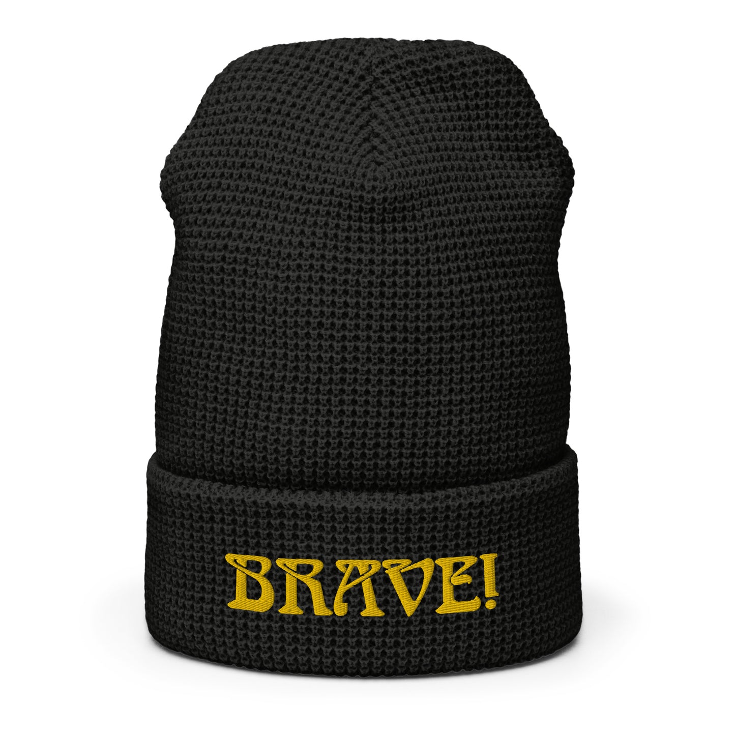 “BRAVE!”Waffle Beanie W/Yellow Font