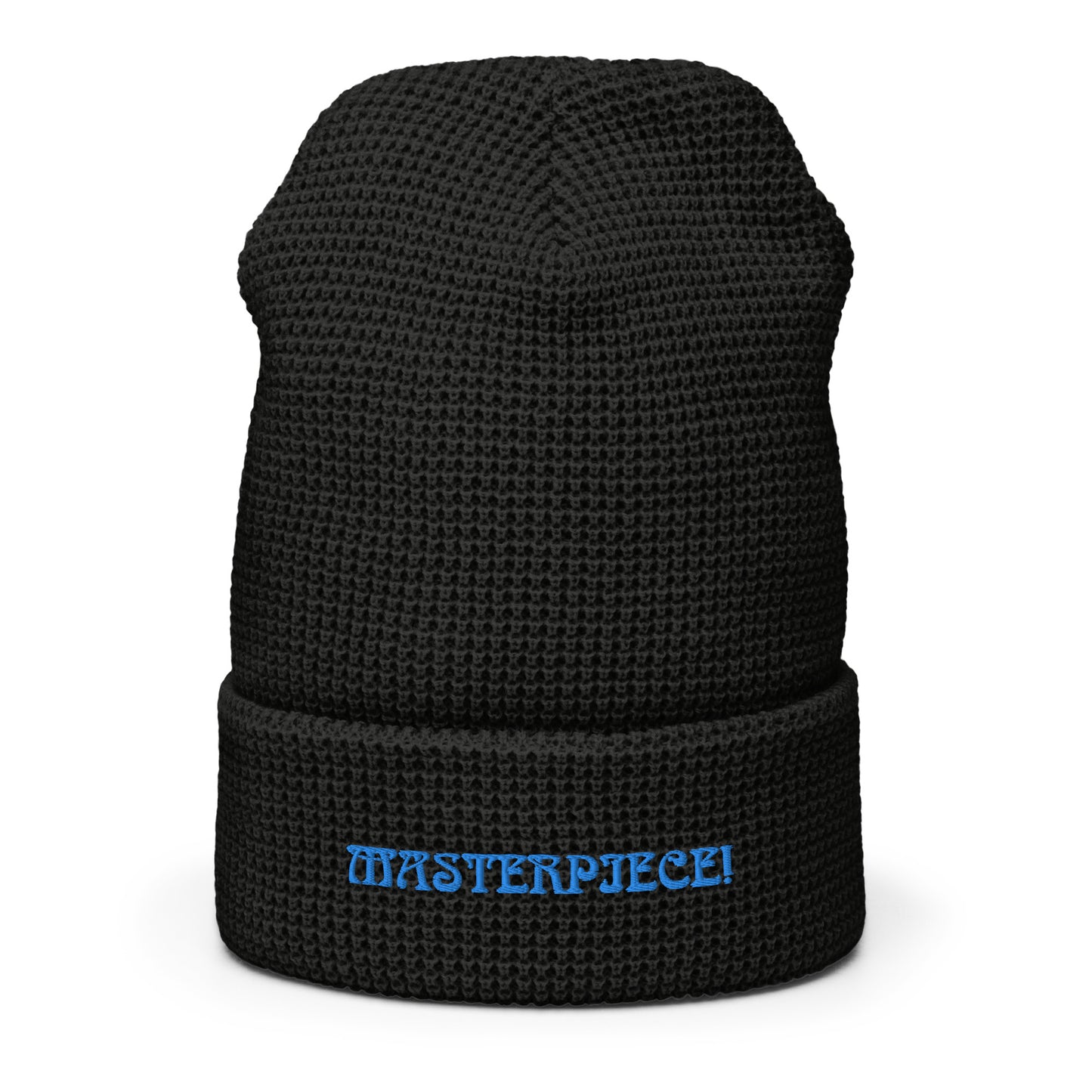 “MASTERPIECE!”Waffle Beanie W/Light Blue Font
